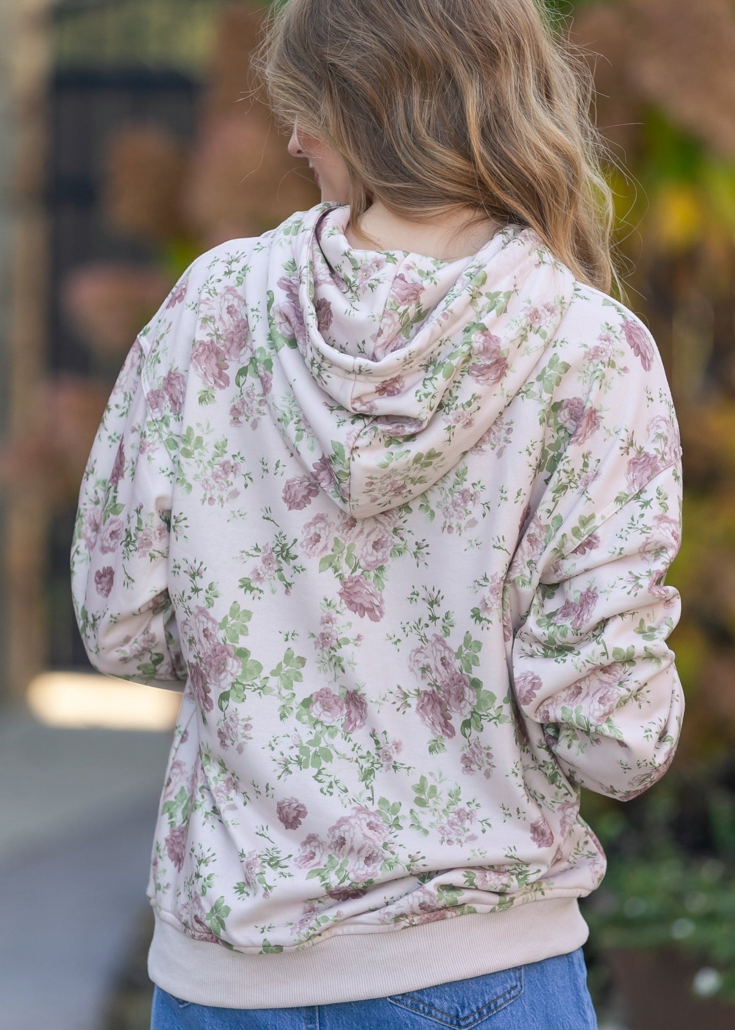 Floral Print Hooded Sweatshirt