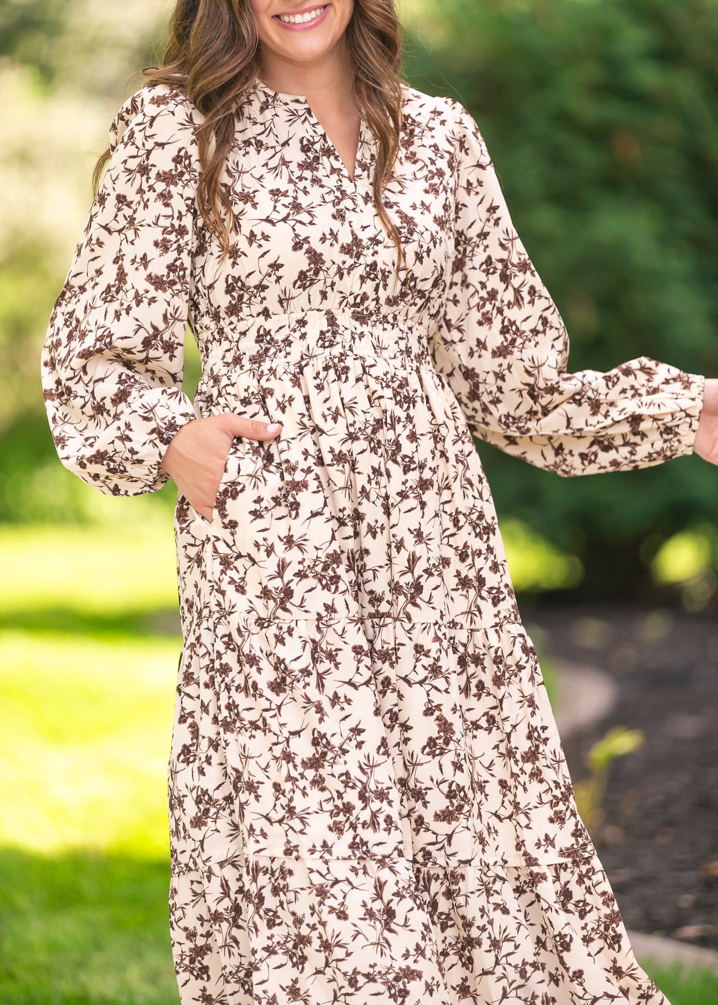 Floral Print Long Sleeve Maxi Dress