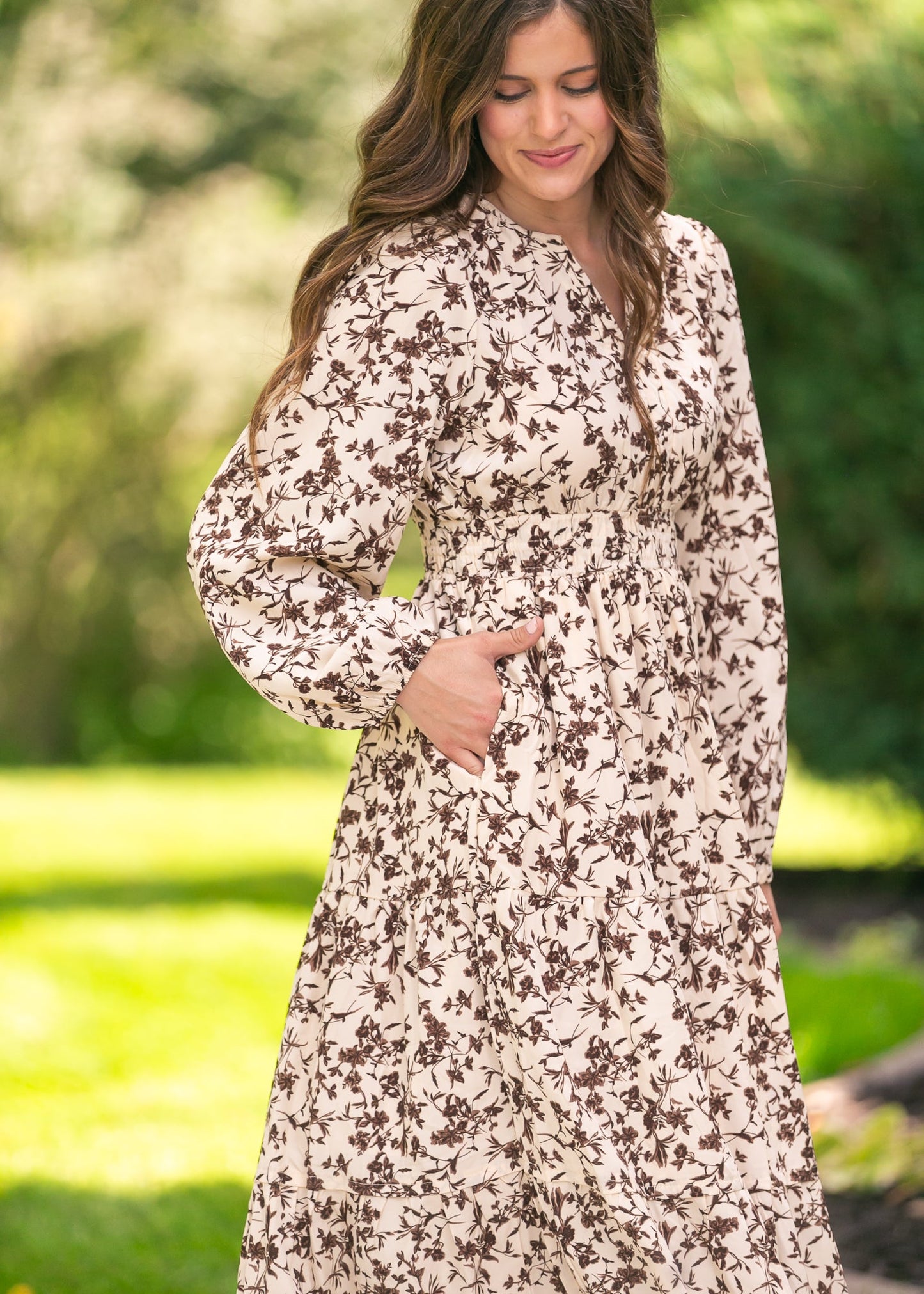 Floral Print Long Sleeve Maxi Dress
