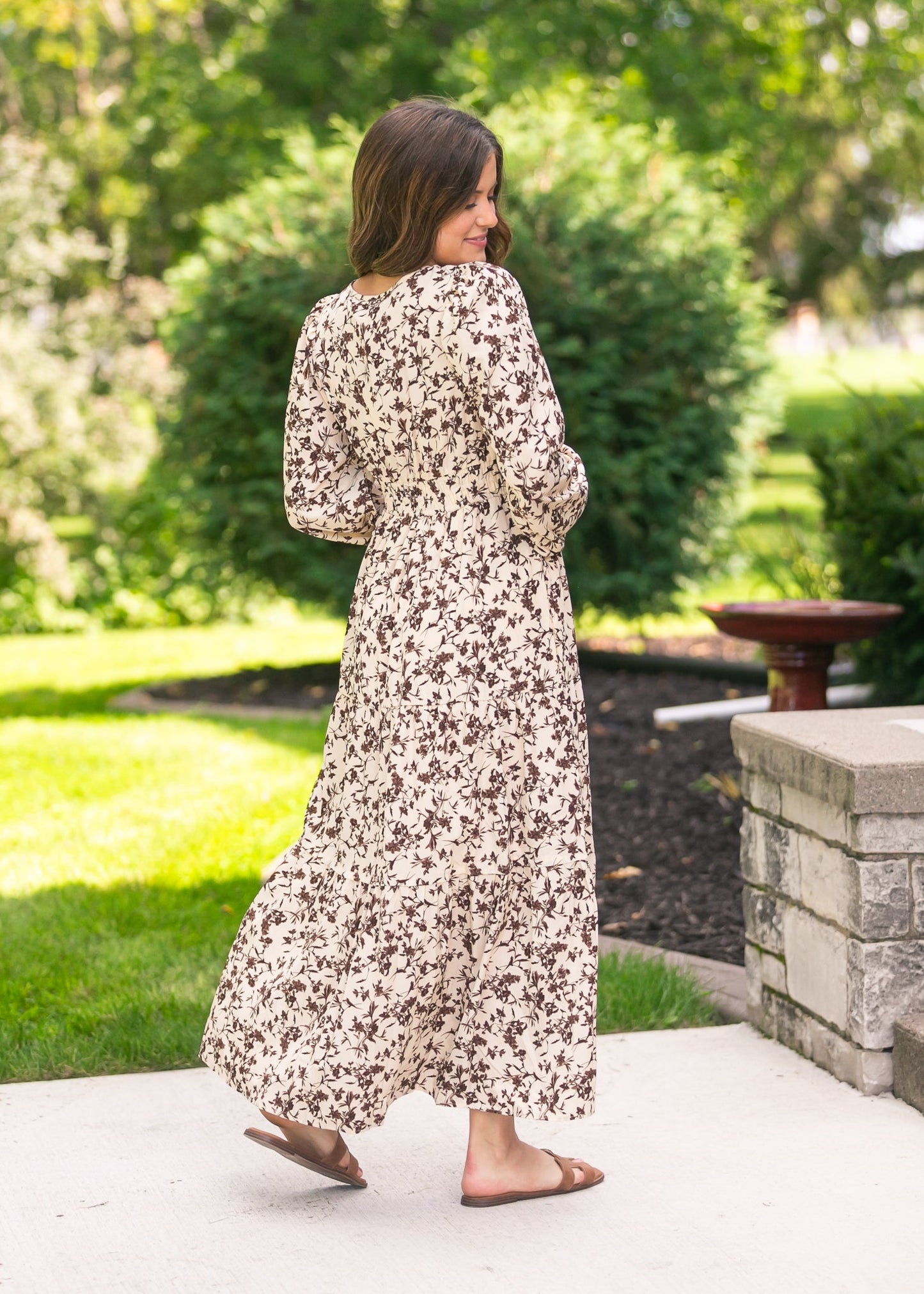 Floral Print Long Sleeve Maxi Dress