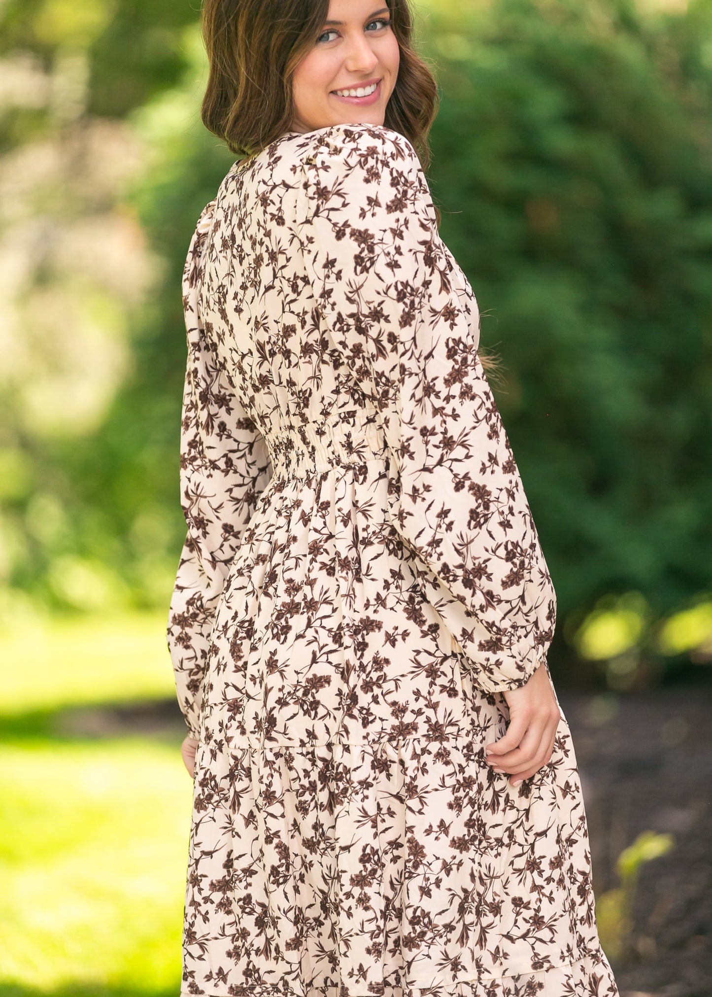 Floral Print Long Sleeve Maxi Dress