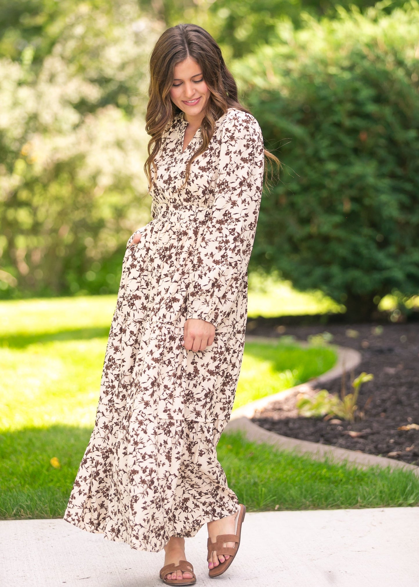 Floral Print Long Sleeve Maxi Dress