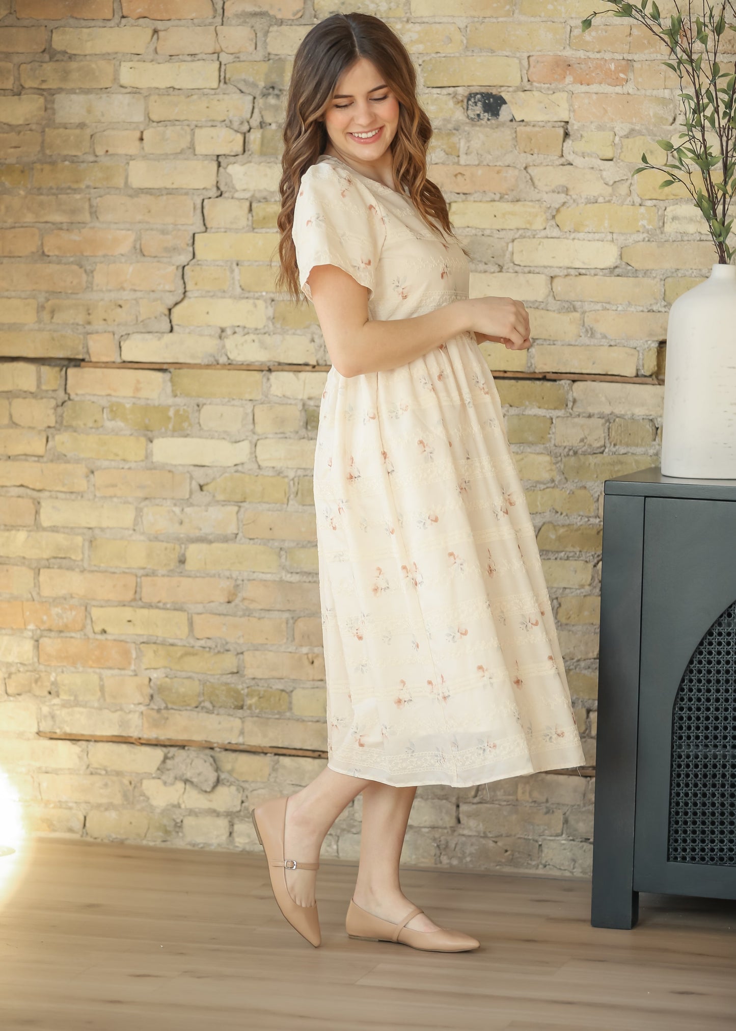 Floral Printed Embroidered Maxi Dress