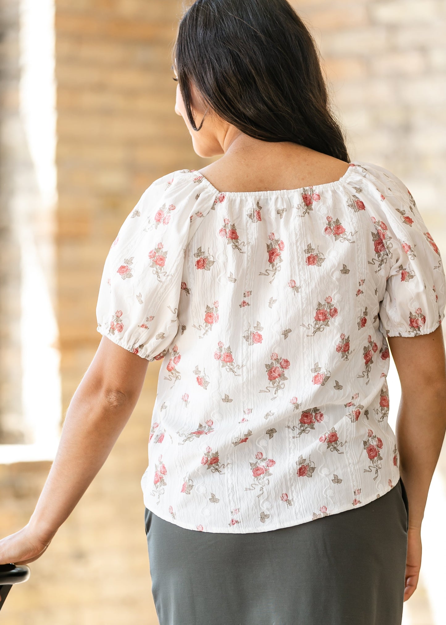 Floral Short Sleeve Square Neck Top - FINAL SALE