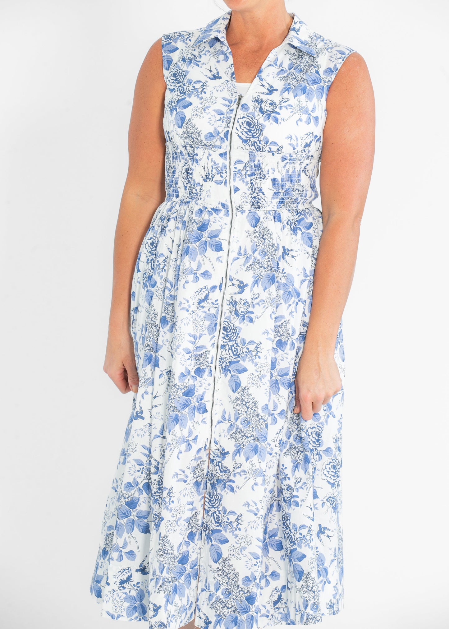 Floral Smocked Half Zip A-line Dress - FINAL SALE