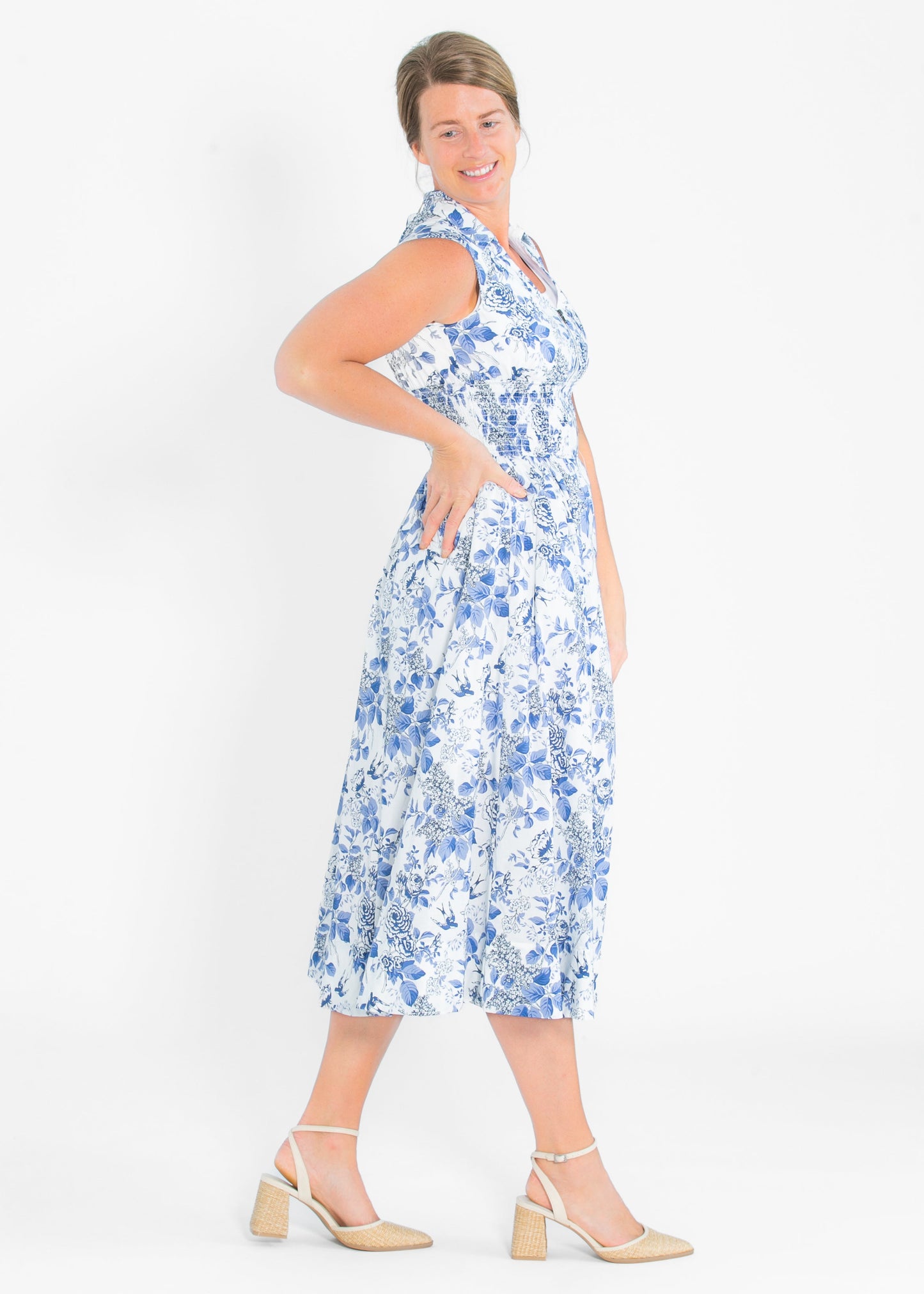 Floral Smocked Half Zip A-line Dress - FINAL SALE