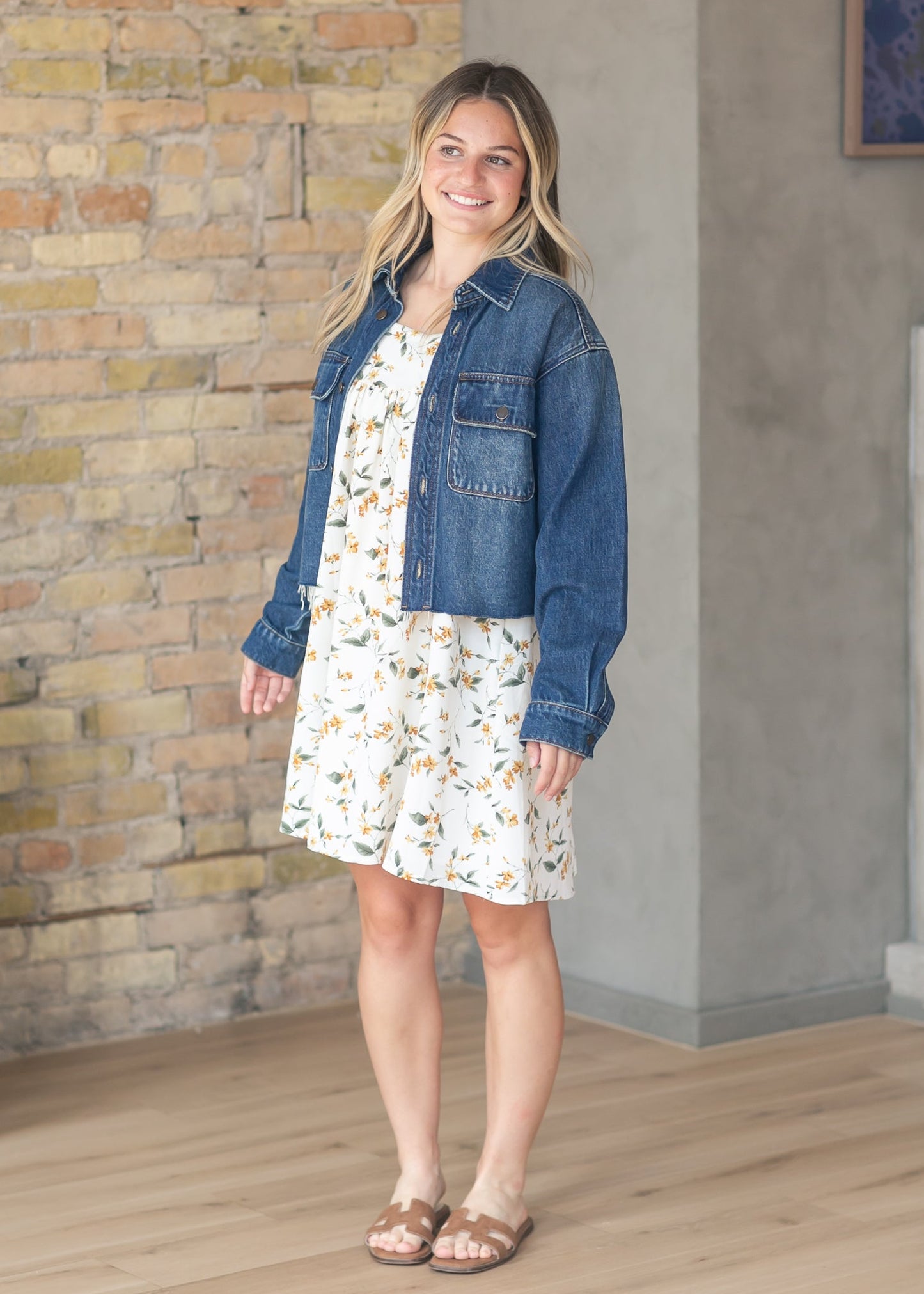 Floral Square Neck Tie Sleeve Dress - FINAL SALE