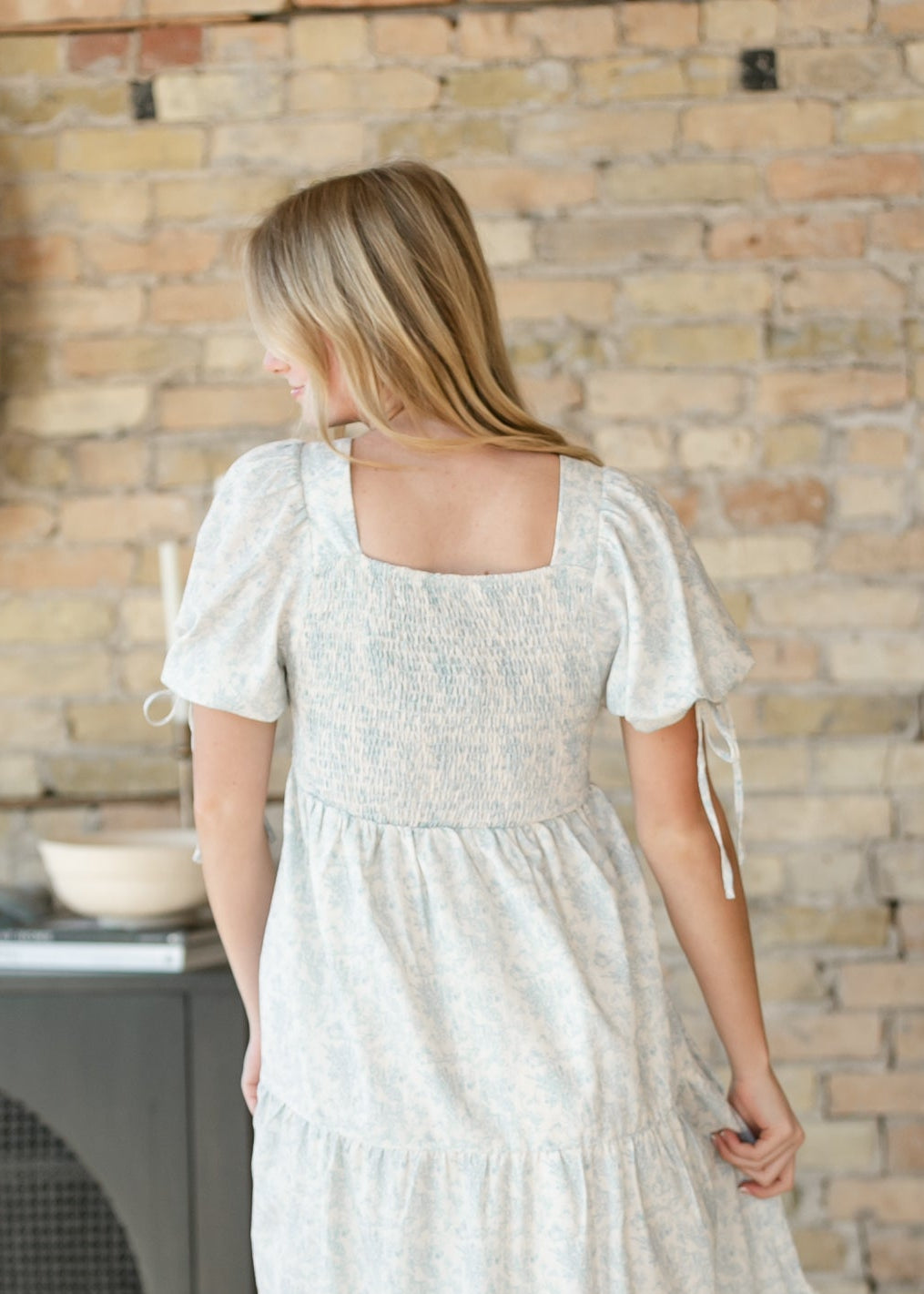 Floral Square Neck Tie Sleeve Maxi Dress