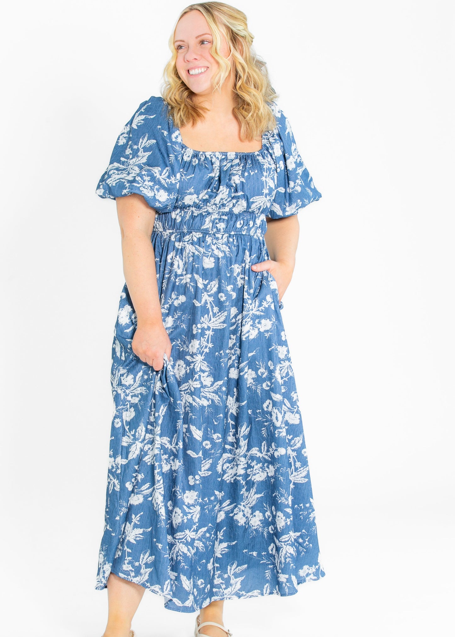 Floral Textured Print Maxi Dress - FINAL SALE