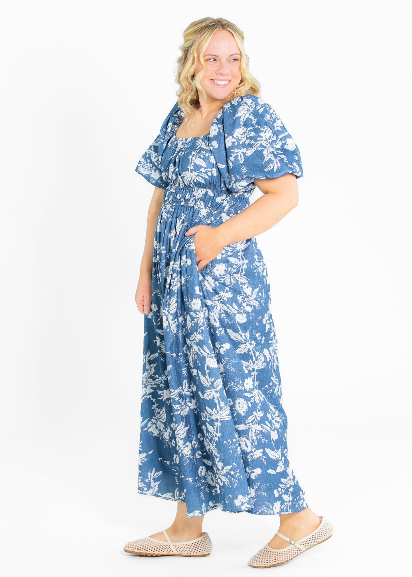 Floral Textured Print Maxi Dress - FINAL SALE