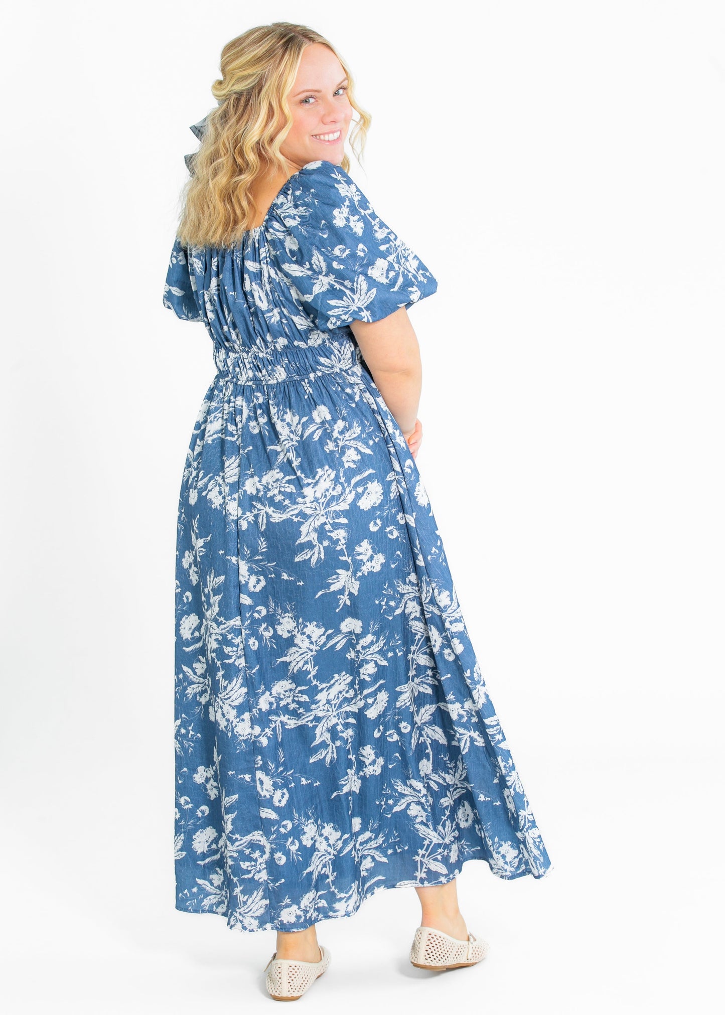 Floral Textured Print Maxi Dress - FINAL SALE