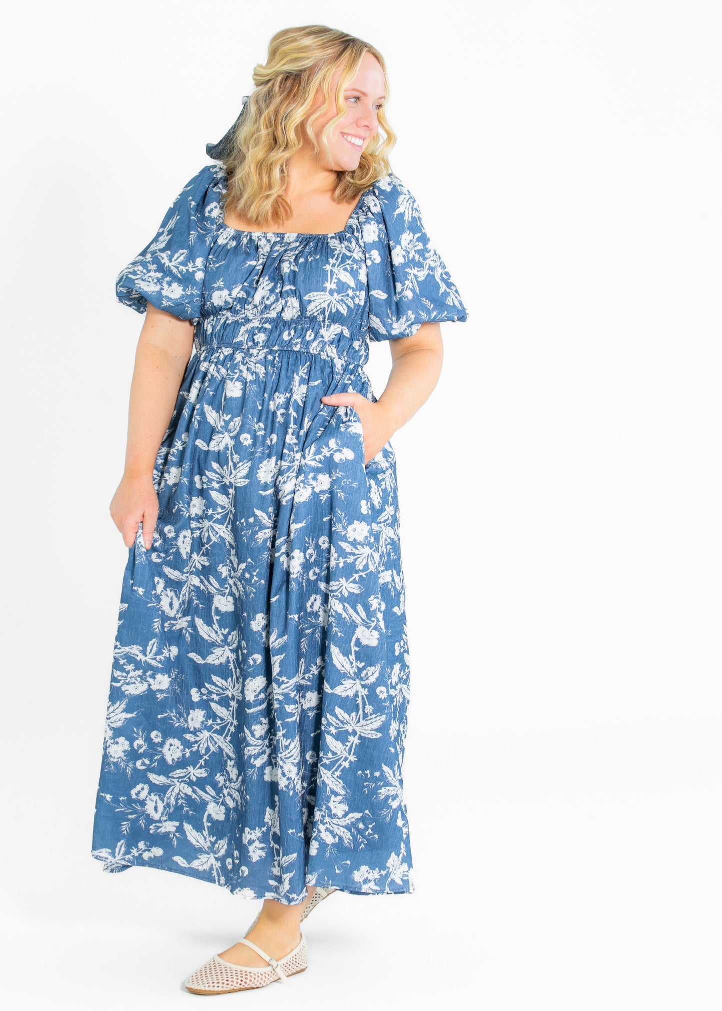 Floral Textured Print Maxi Dress - FINAL SALE