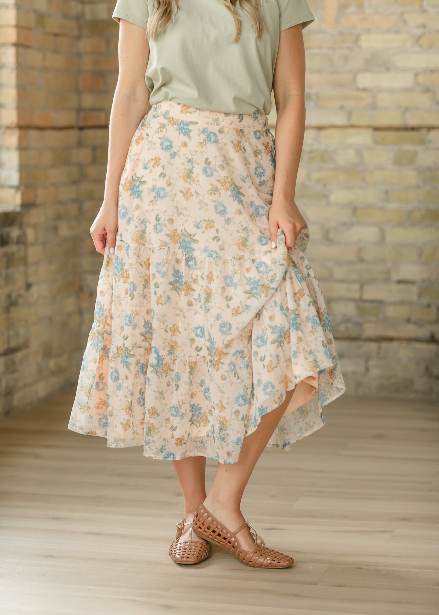 Floral Textured Tiered Maxi Skirt - FINAL SALE