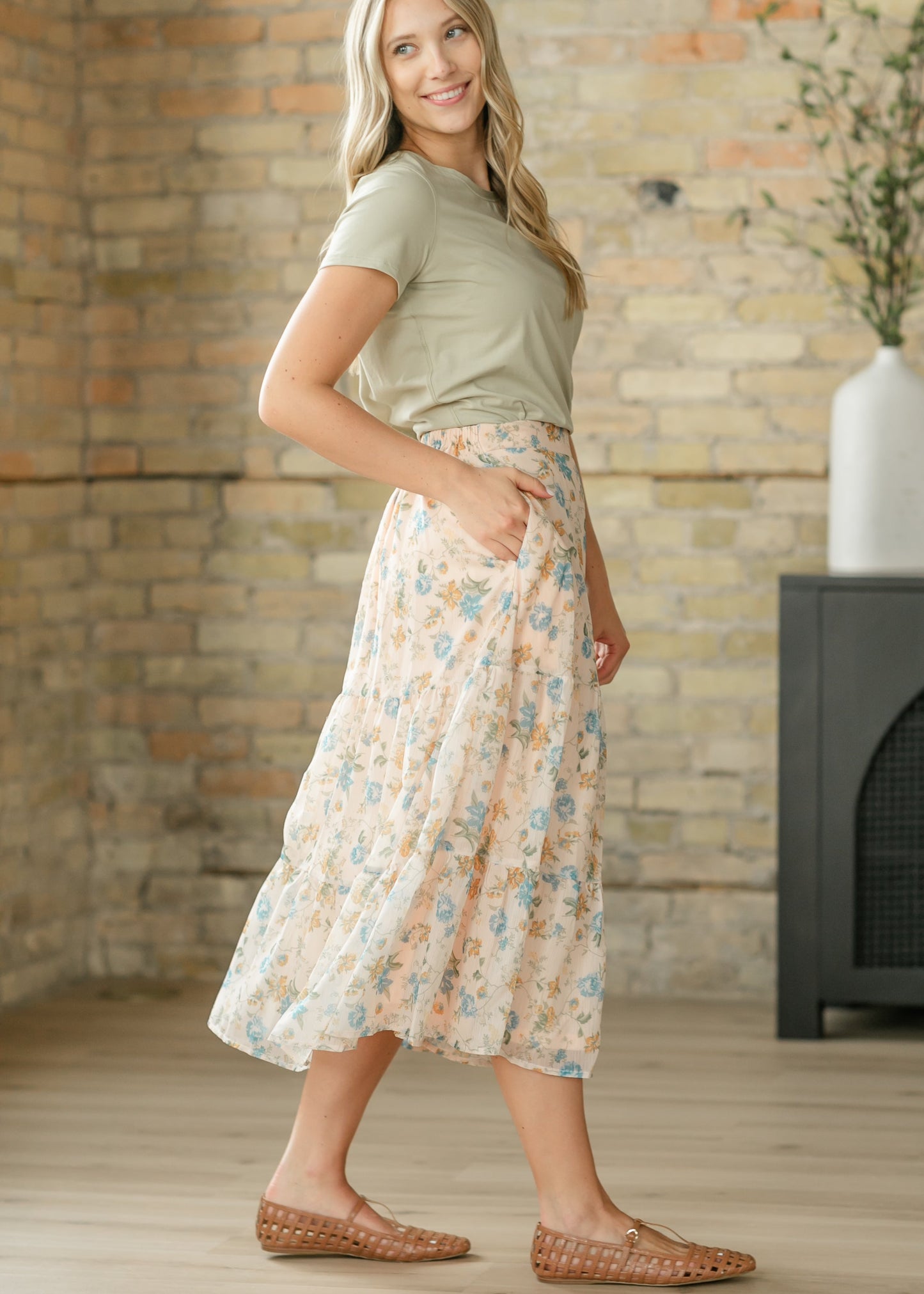 Floral Textured Tiered Maxi Skirt - FINAL SALE