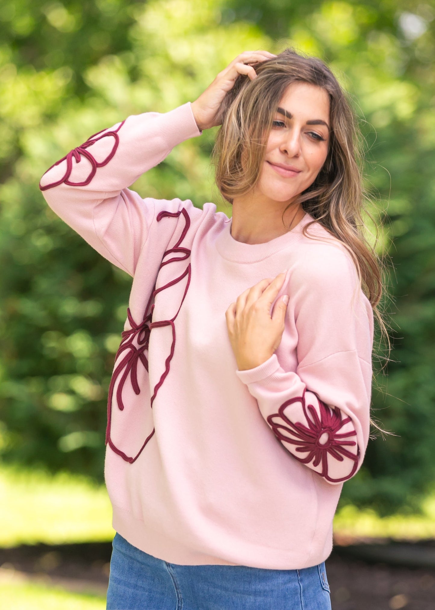 Flower Detail Knit Sweater