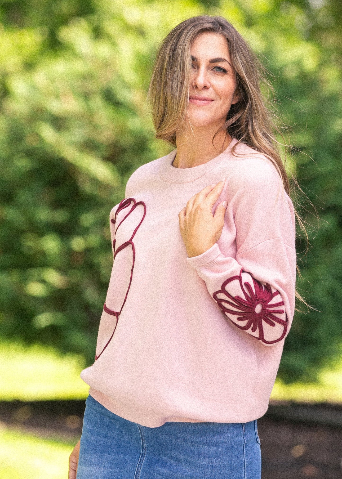 Flower Detail Knit Sweater