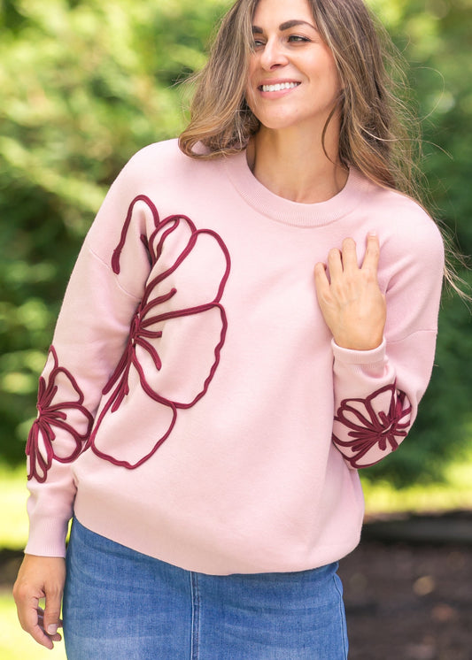 Flower Detail Knit Sweater