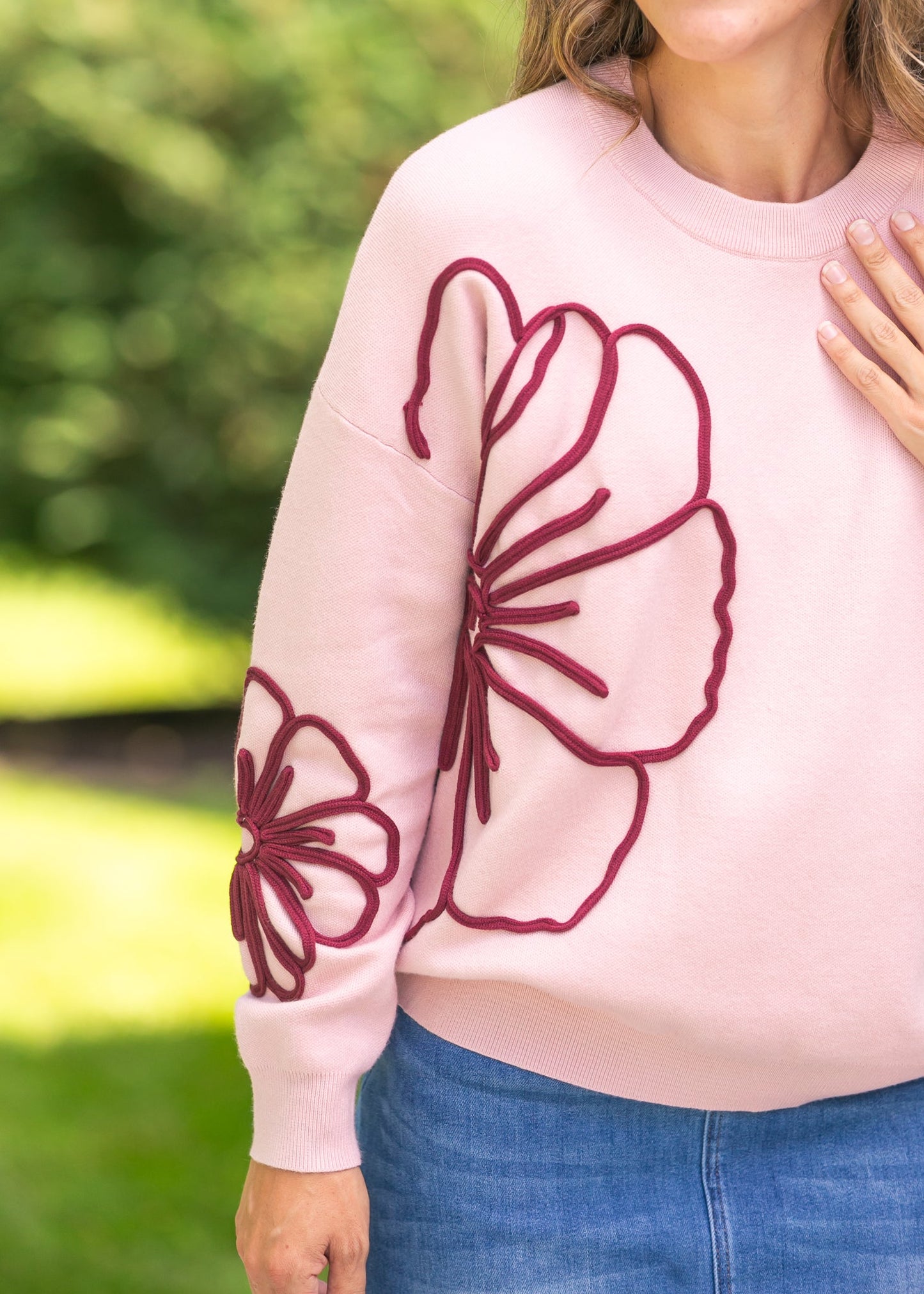 Flower Detail Knit Sweater