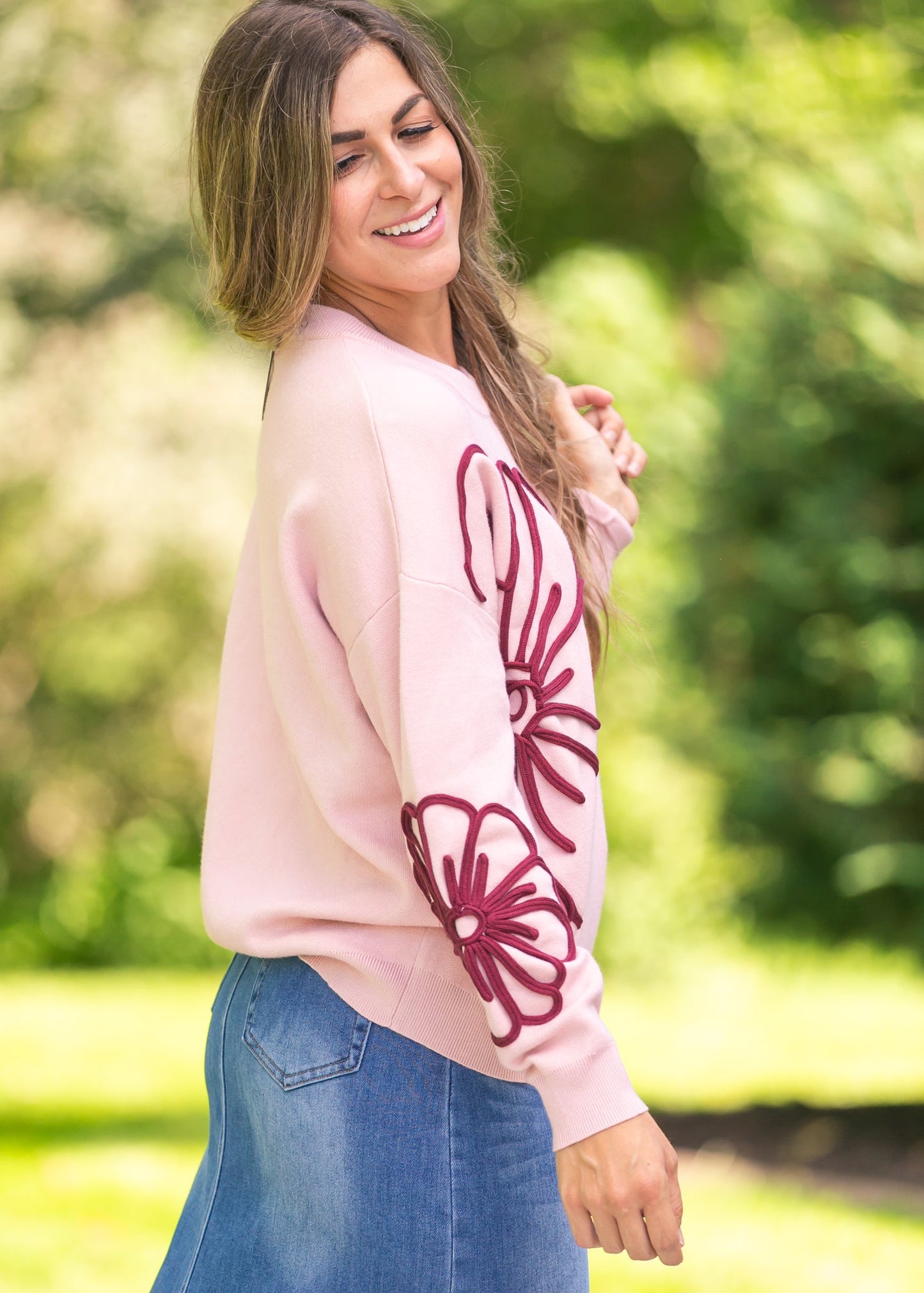 Flower Detail Knit Sweater