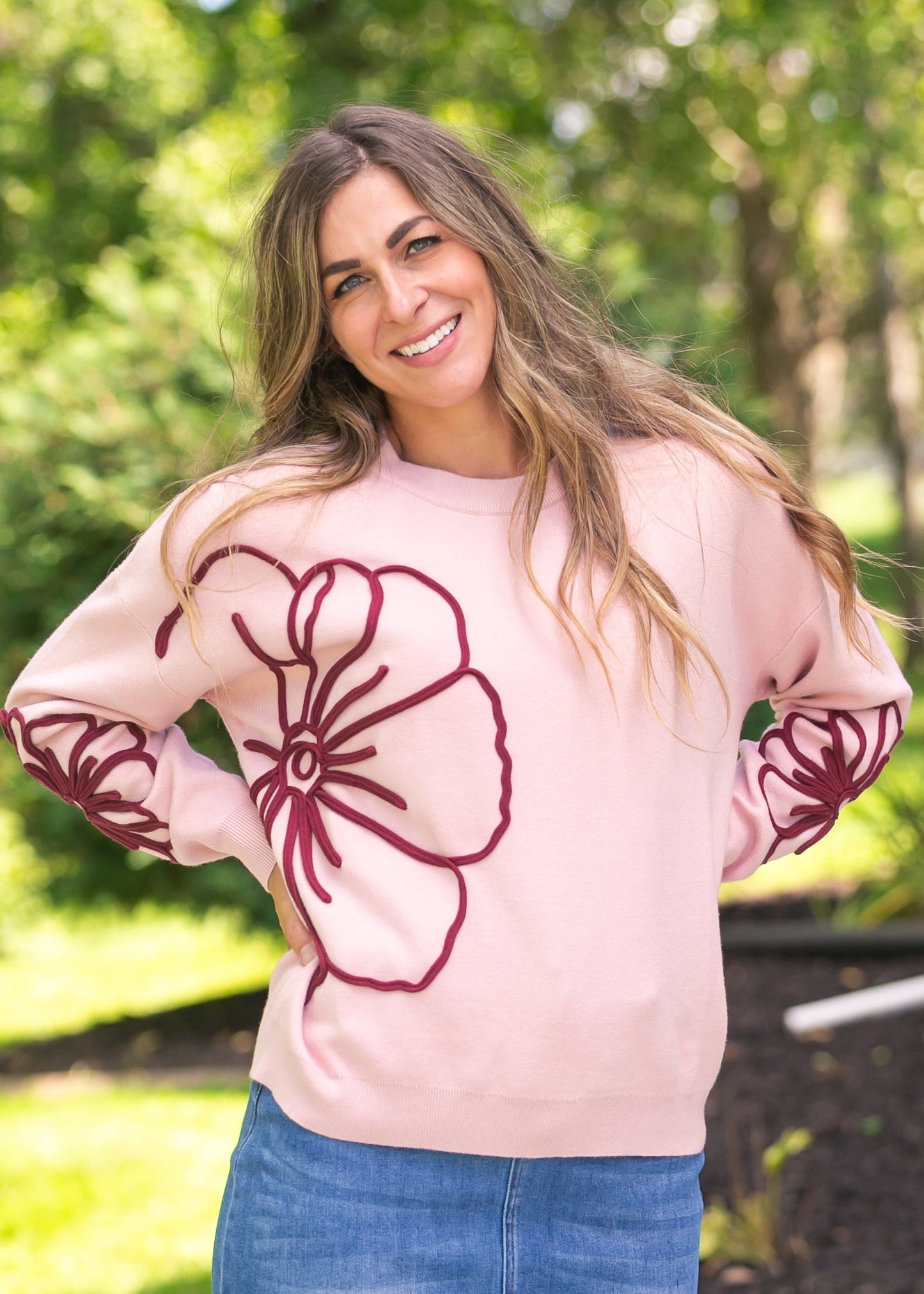 Flower Detail Knit Sweater