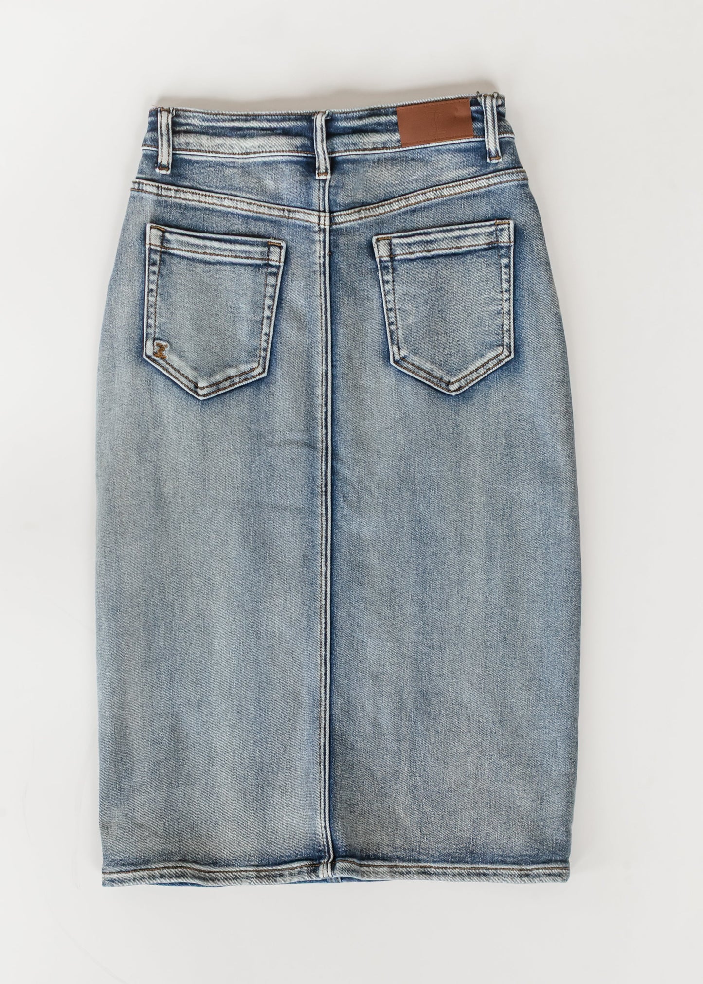 Frankie Medium Wash Denim Midi Skirt