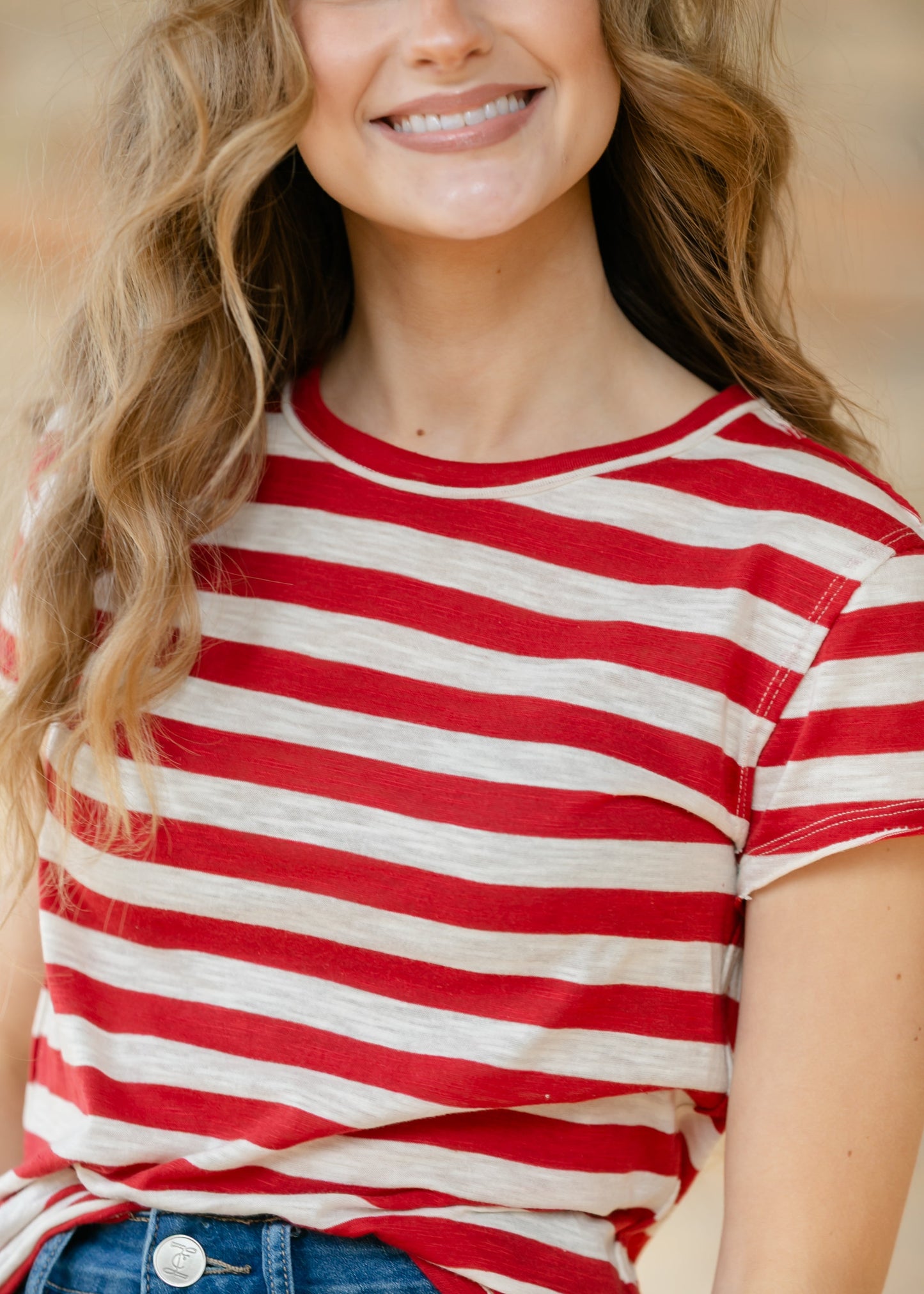 Free People® Nora Red Striped Tee