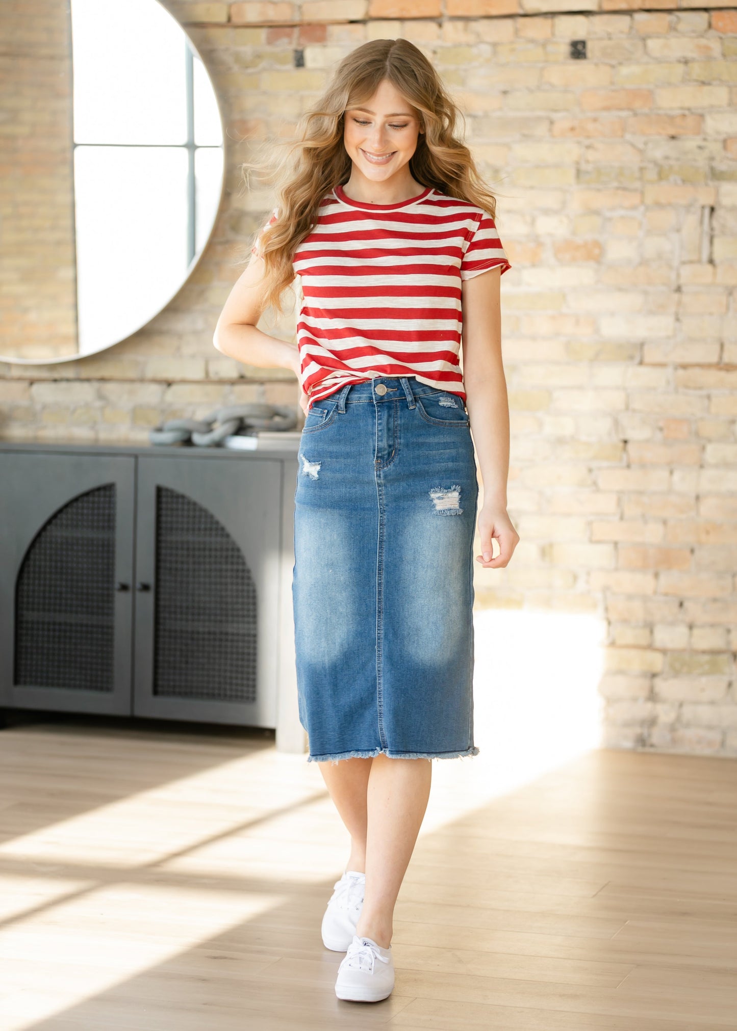Free People® Nora Red Striped Tee