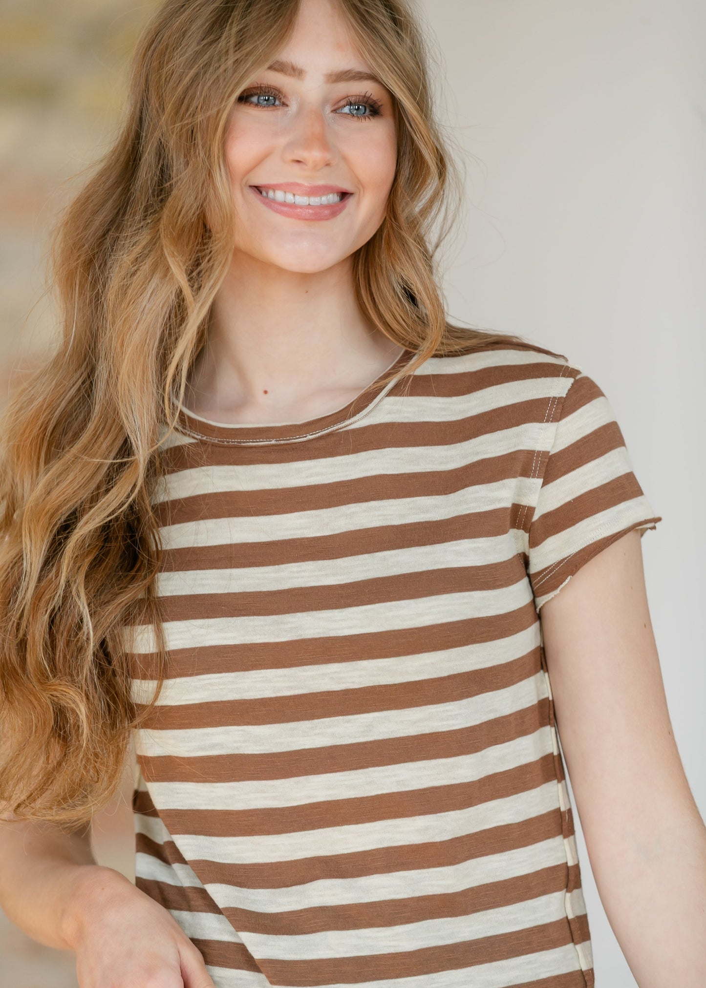 Free People® Nora Taupe Striped Tee