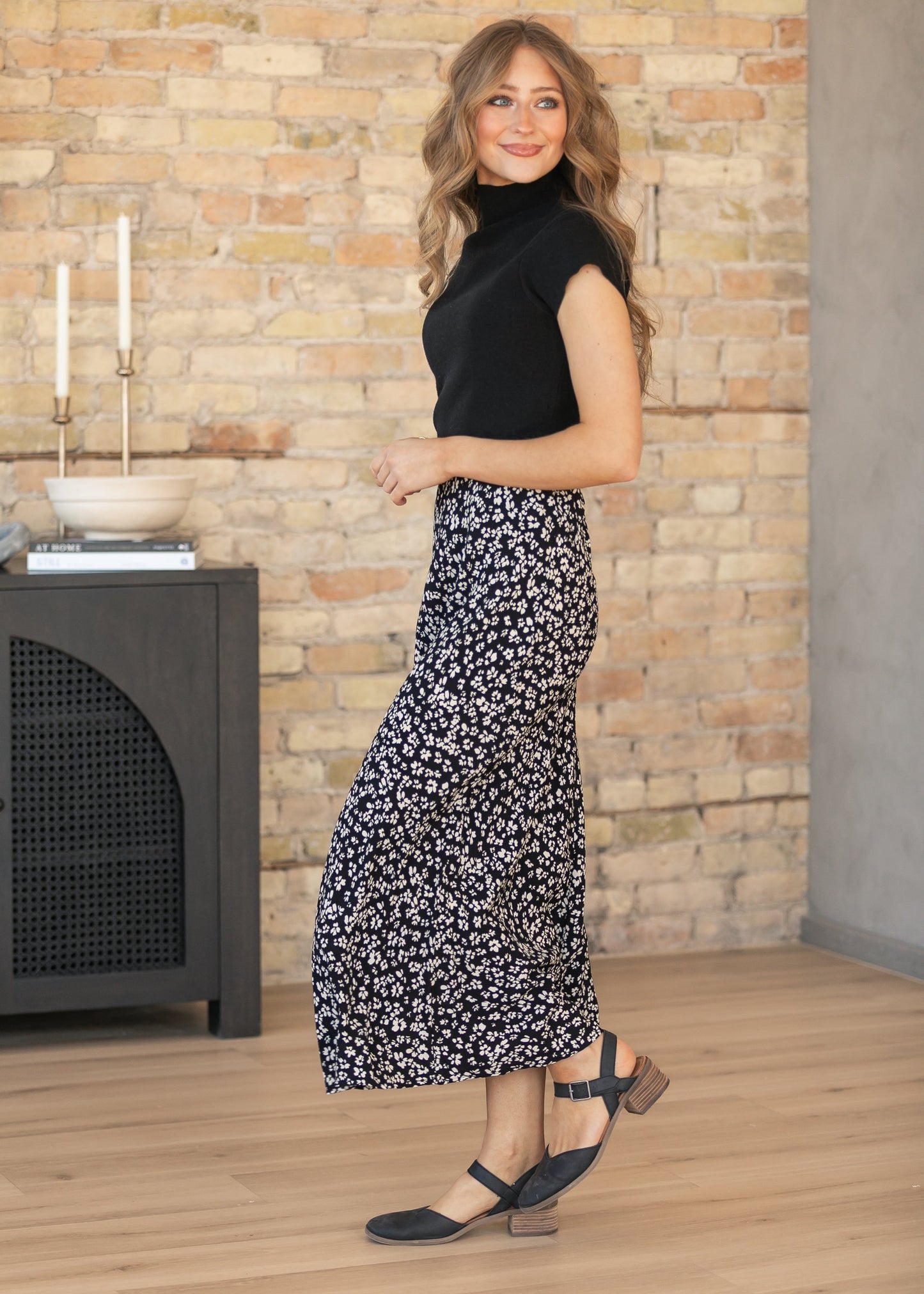 Gia Floral Black Print Maxi Slip Skirt