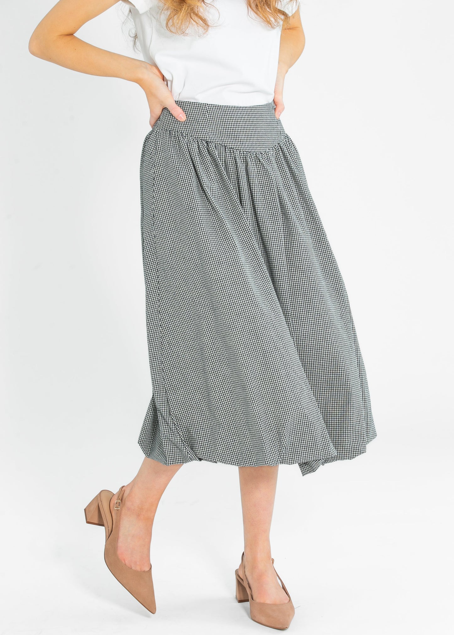 Quincy Gingham Balloon Midi Skirt - FINAL SALE