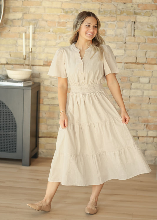 Gingham Half Button Maxi Dress