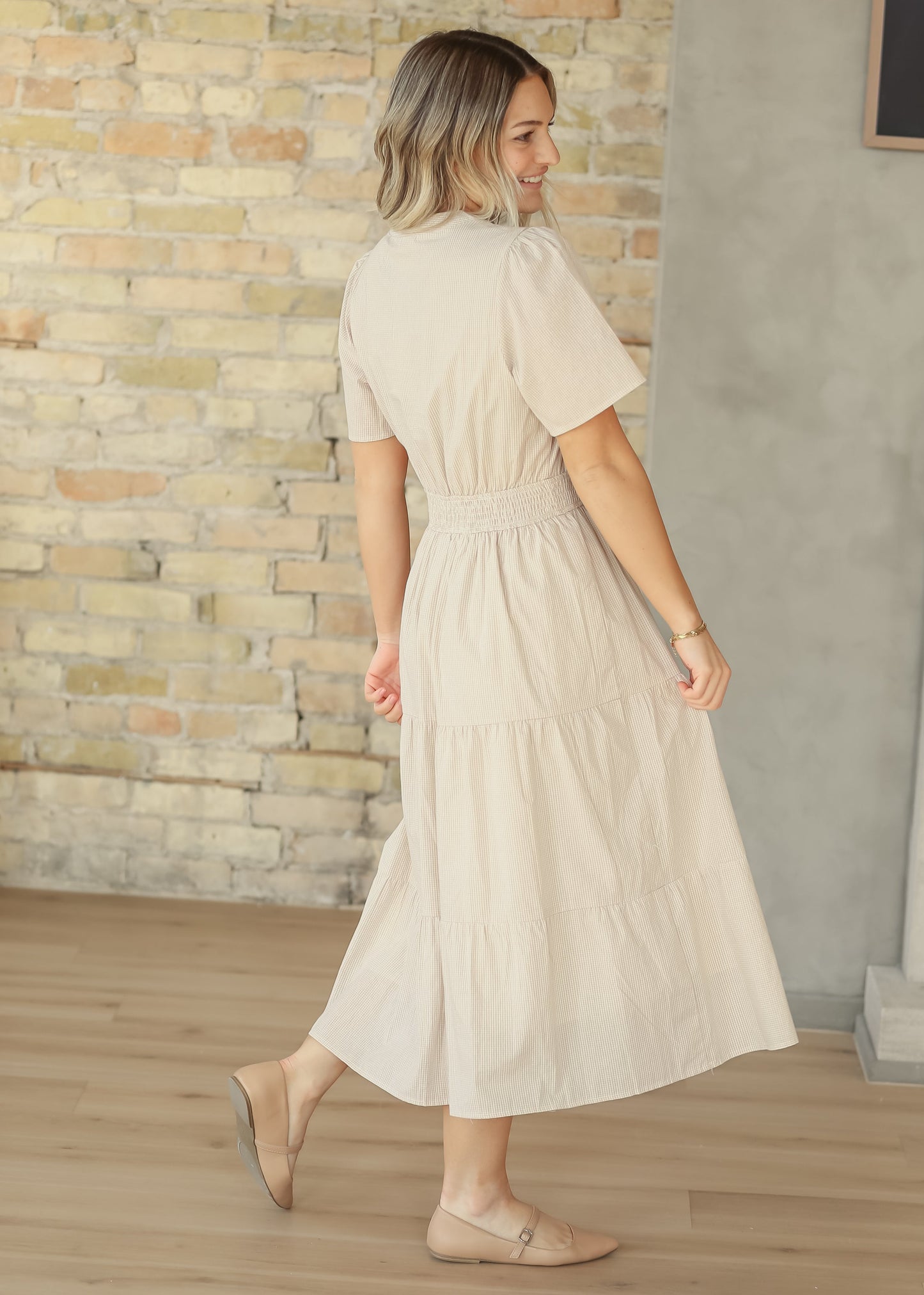 Gingham Half Button Maxi Dress