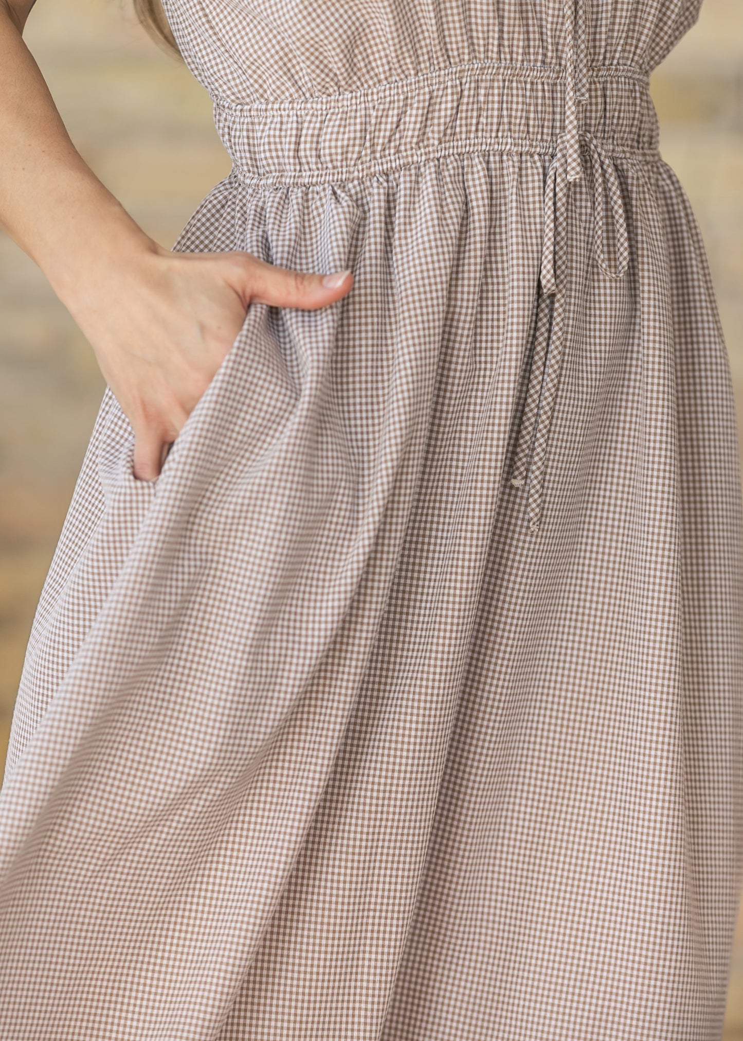 Gingham Sweetheart Neck Maxi Dress