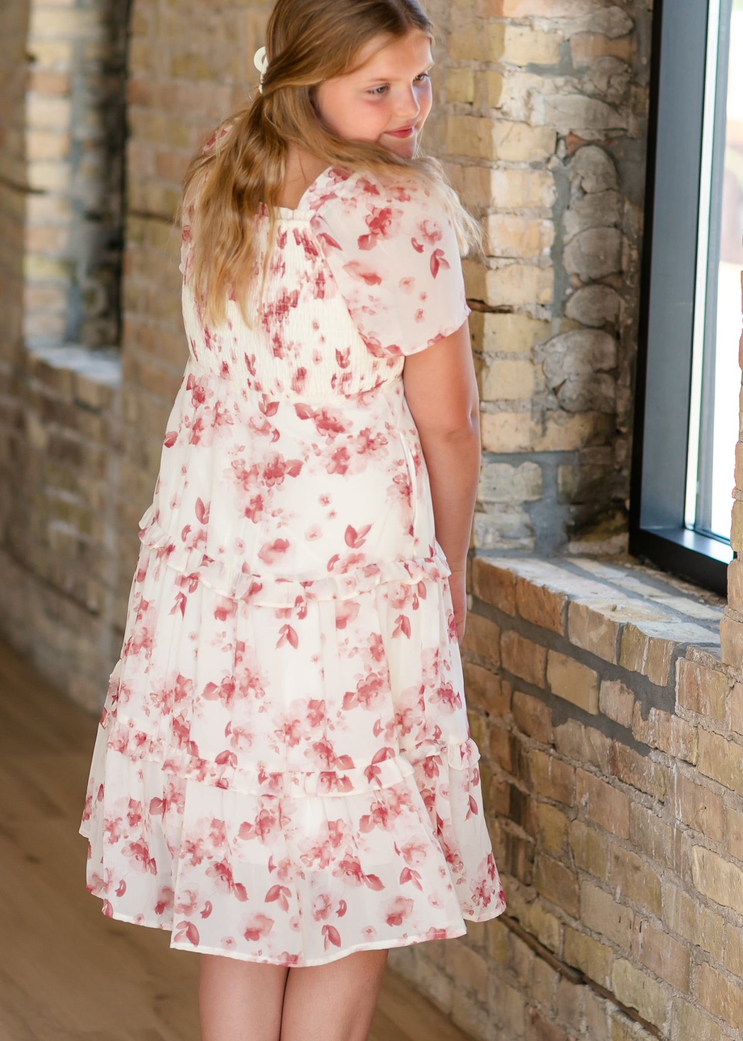 Girl's Romantic Floral Smocked Dress - FINAL SALE