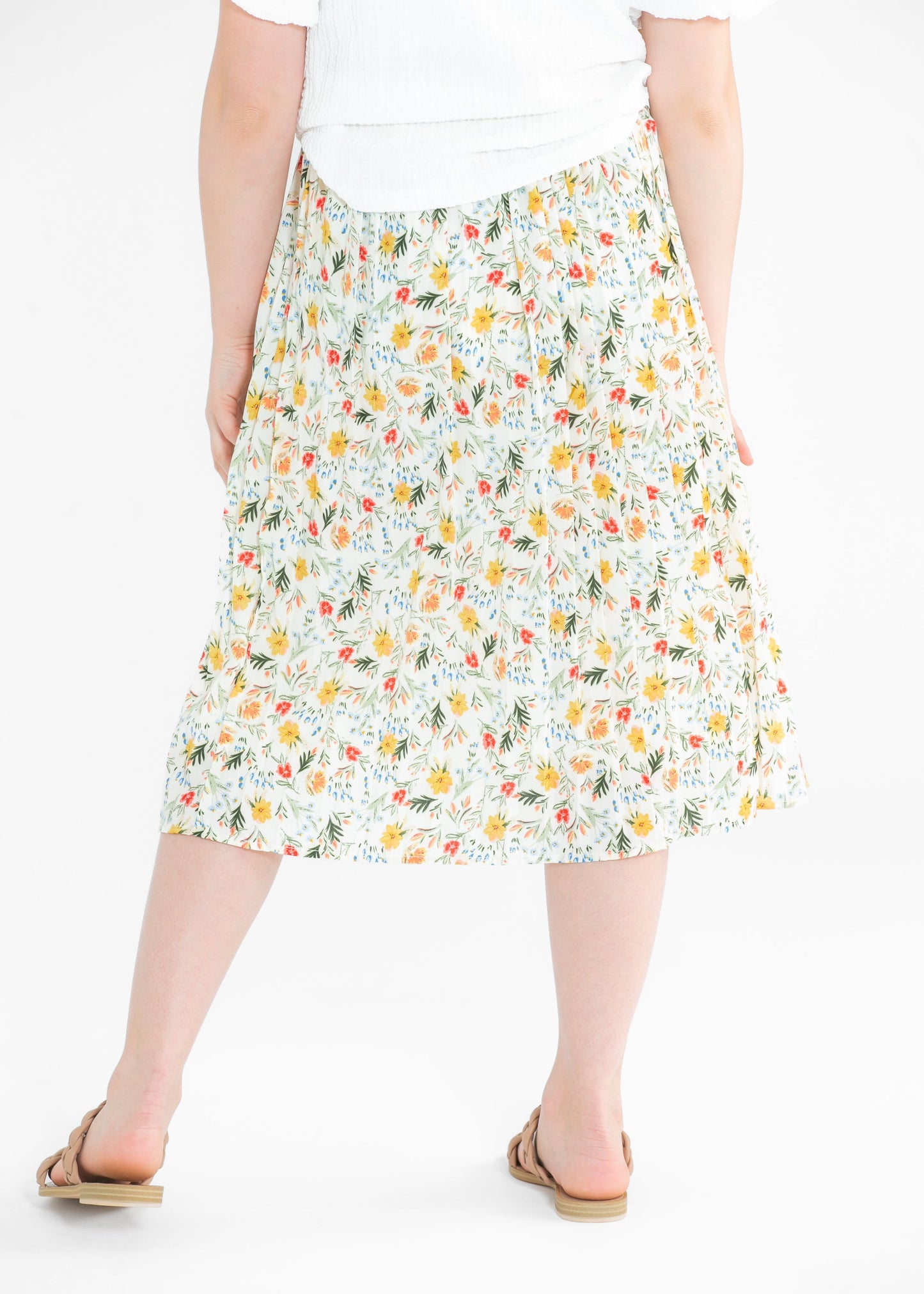 Girls Floral Print Pleated Midi Skirt - FINAL SALE