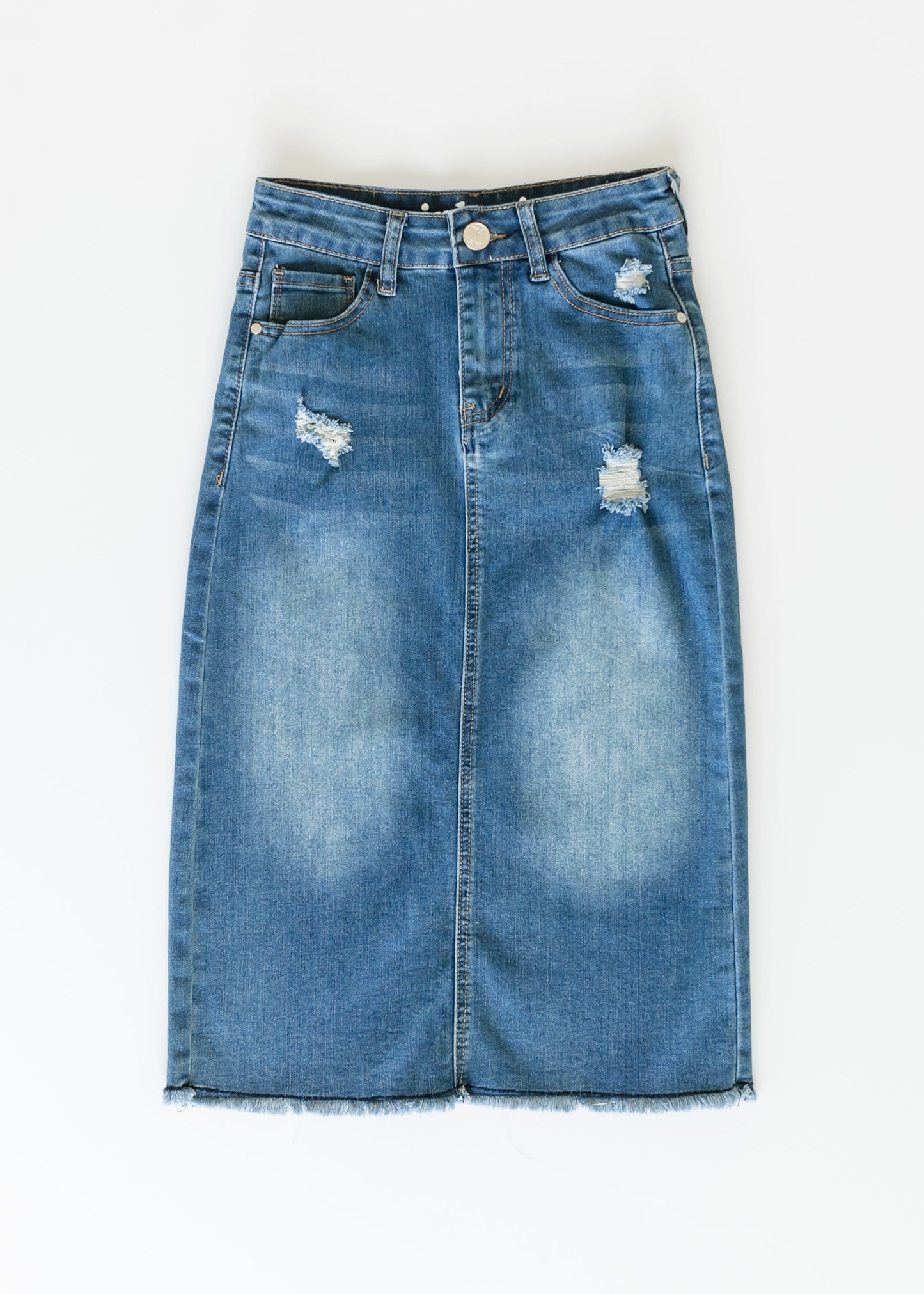 Hadley High Rise Denim Midi Skirt - FINAL SALE
