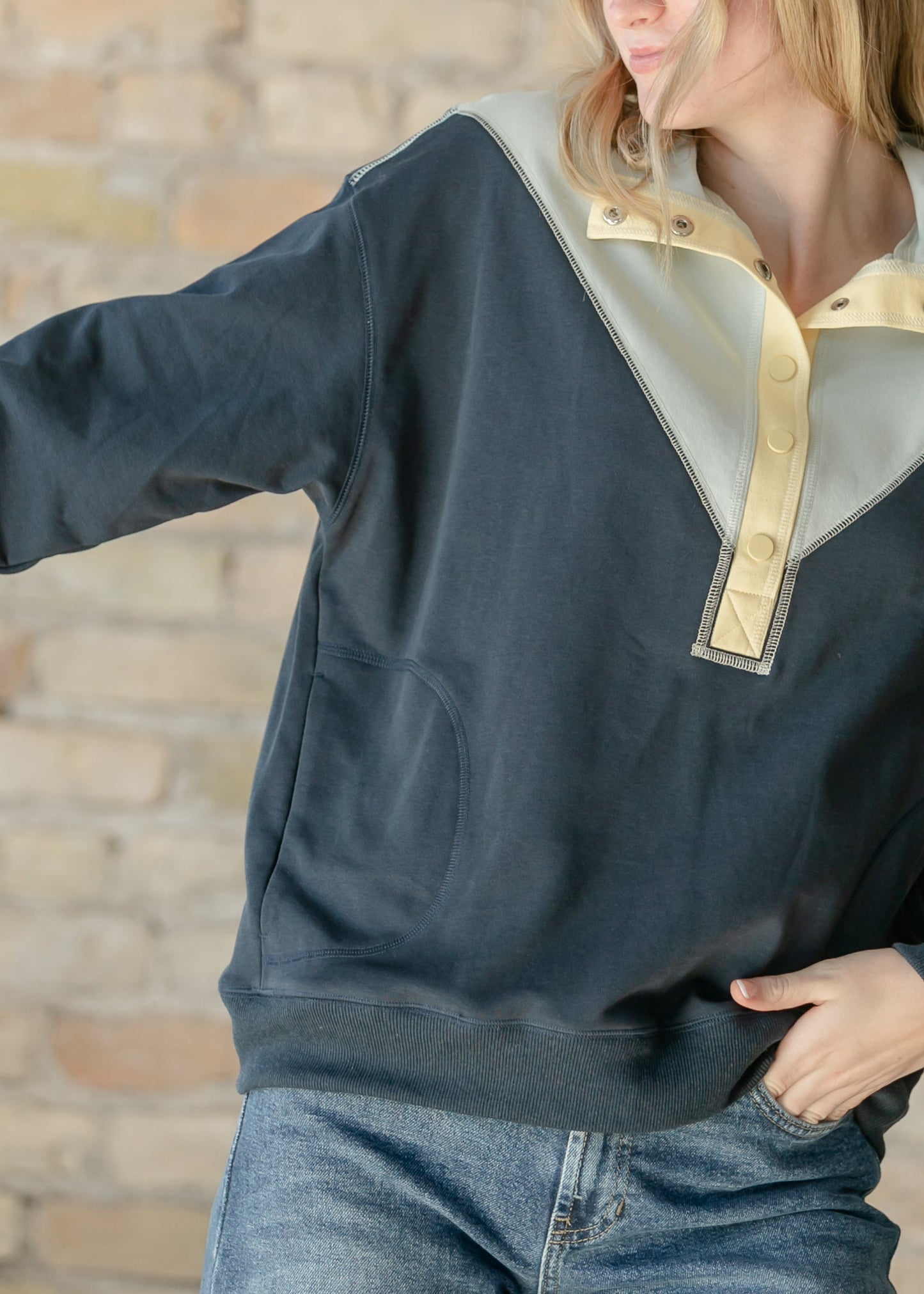 Half Snap Long Sleeve Pullover
