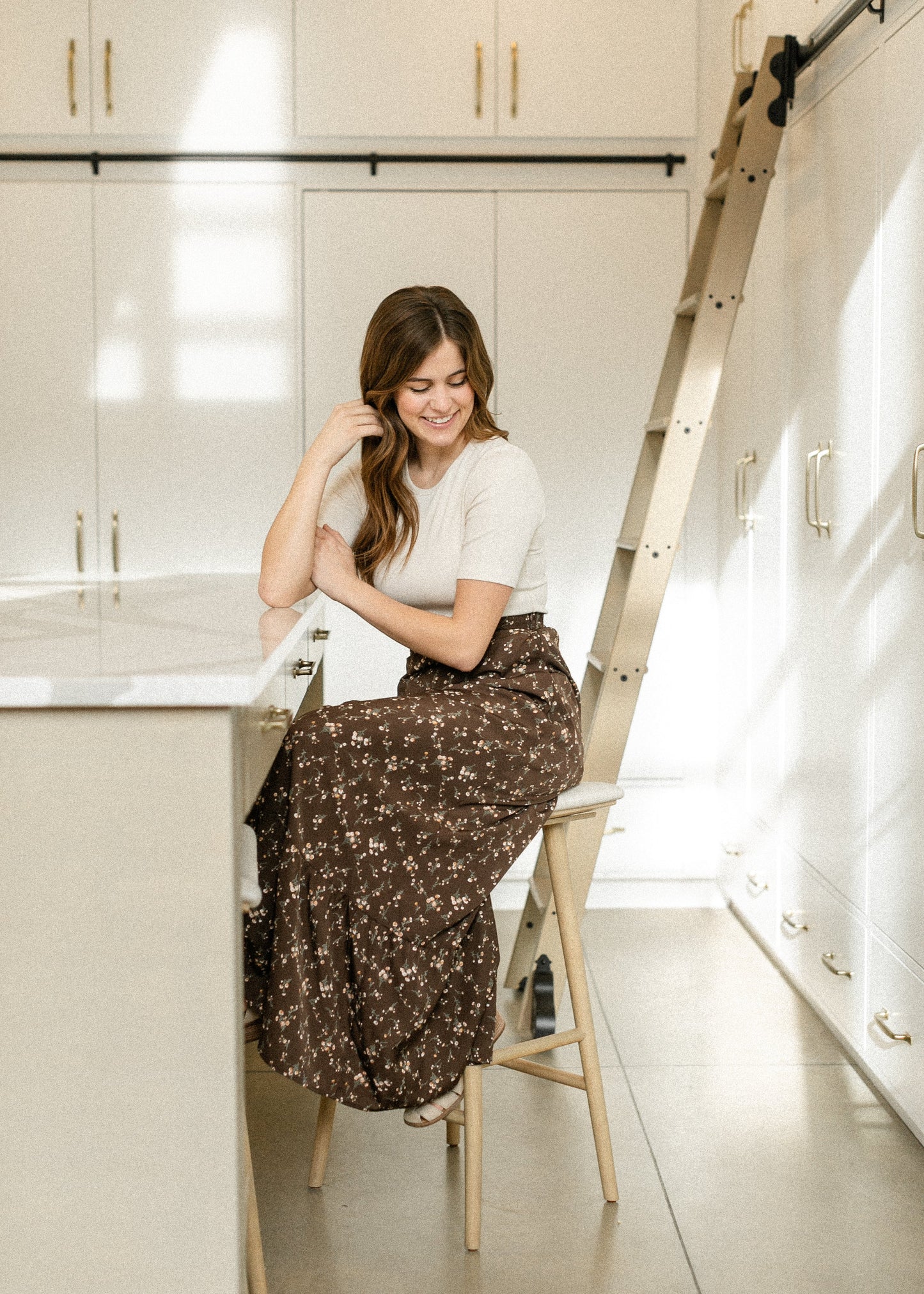 Havyn Chocolate Floral Lined Maxi Skirt