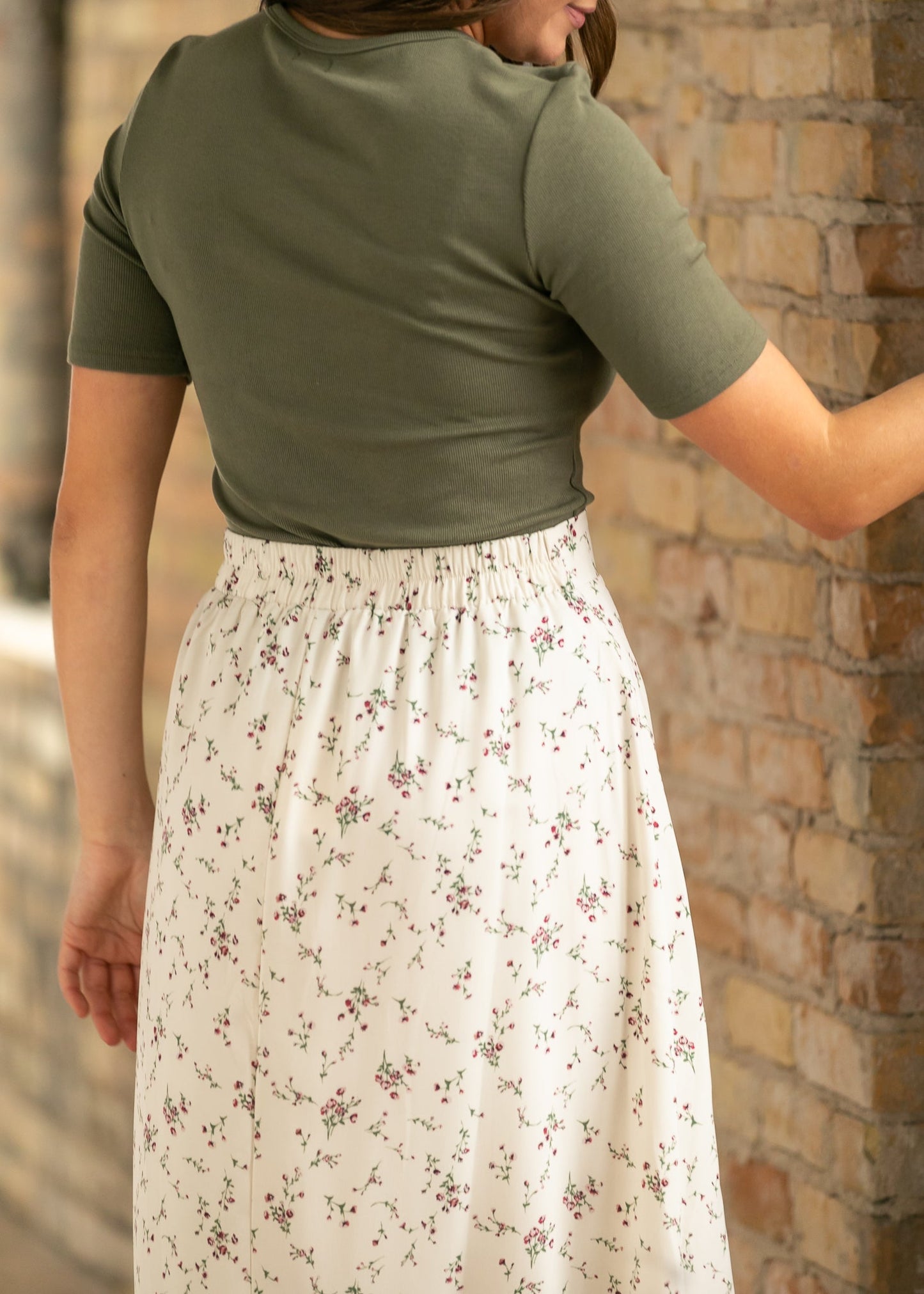 Havyn Ivory Floral Lined Maxi Skirt