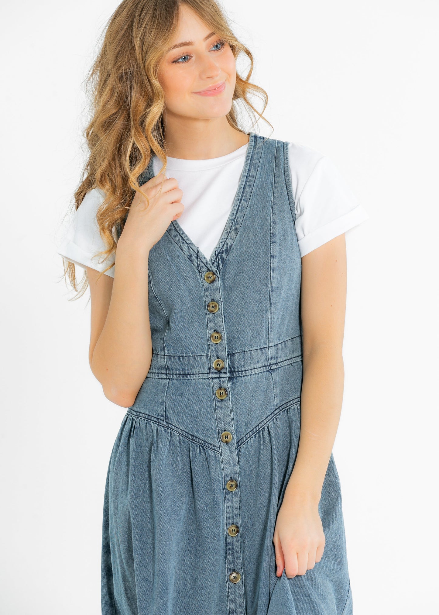 Heartloom® Jamie Front Button Denim Midi Dress - FINAL SALE