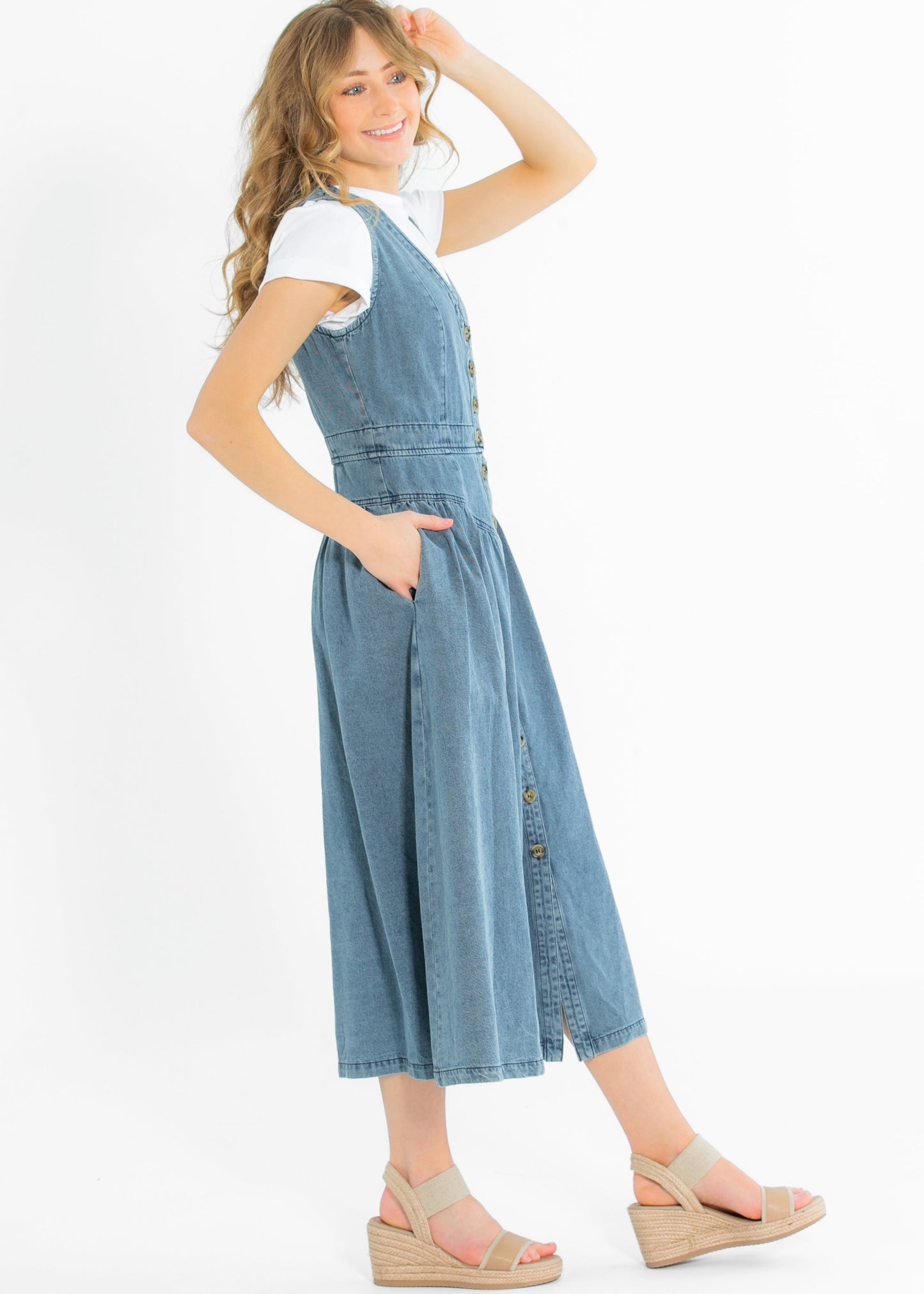 Heartloom® Jamie Front Button Denim Midi Dress - FINAL SALE