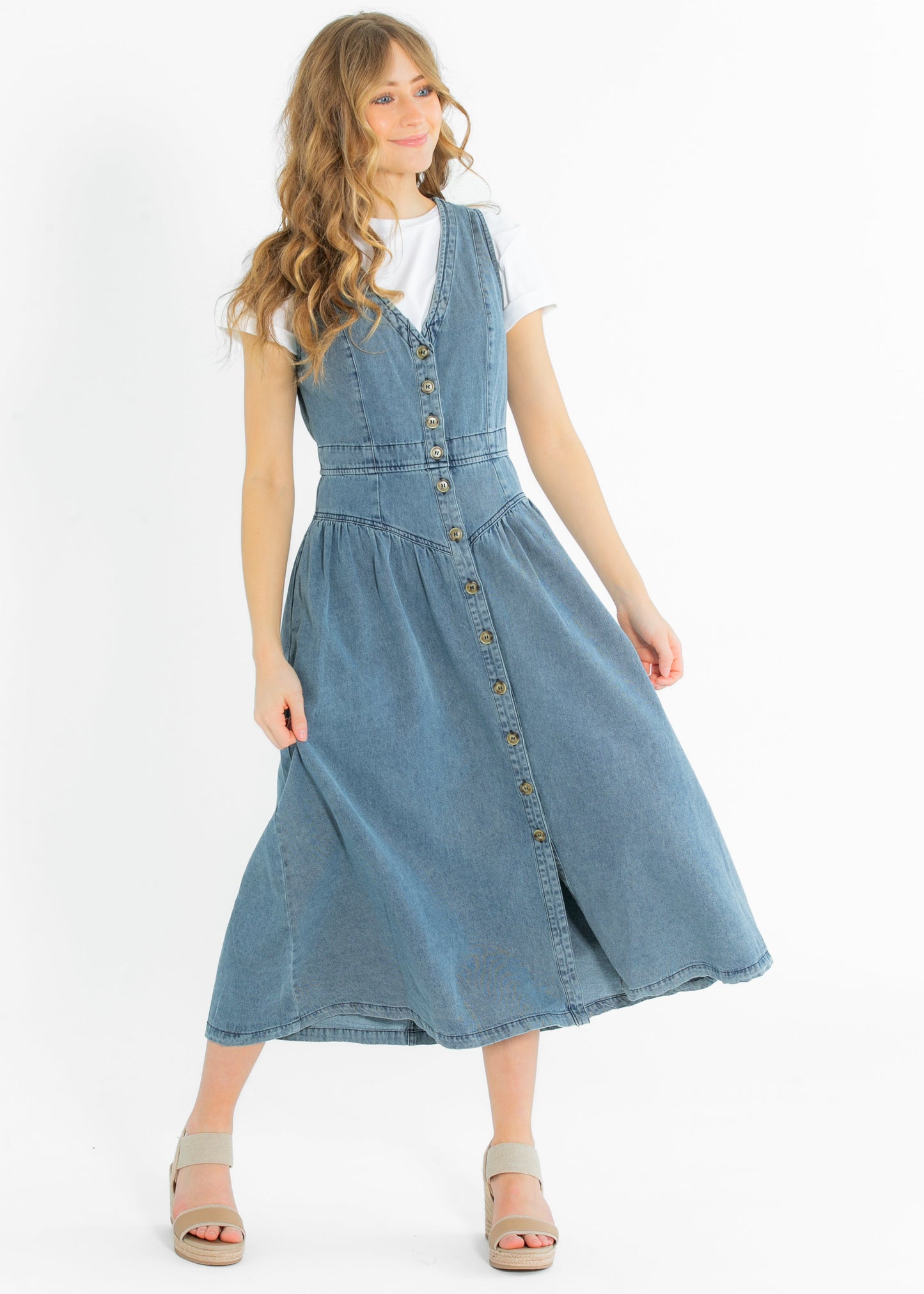 Heartloom® Jamie Front Button Denim Midi Dress - FINAL SALE