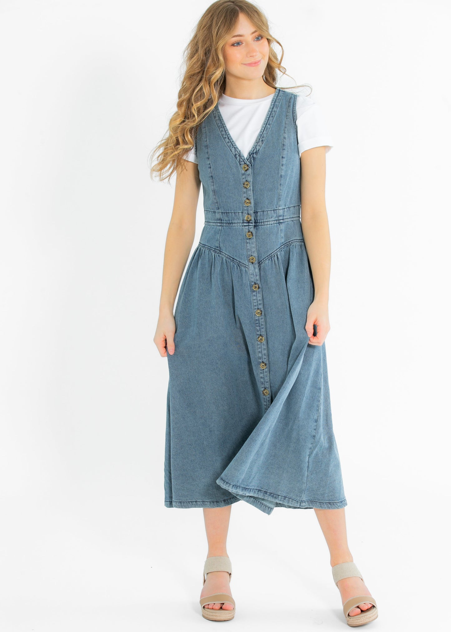 Heartloom® Jamie Front Button Denim Midi Dress - FINAL SALE