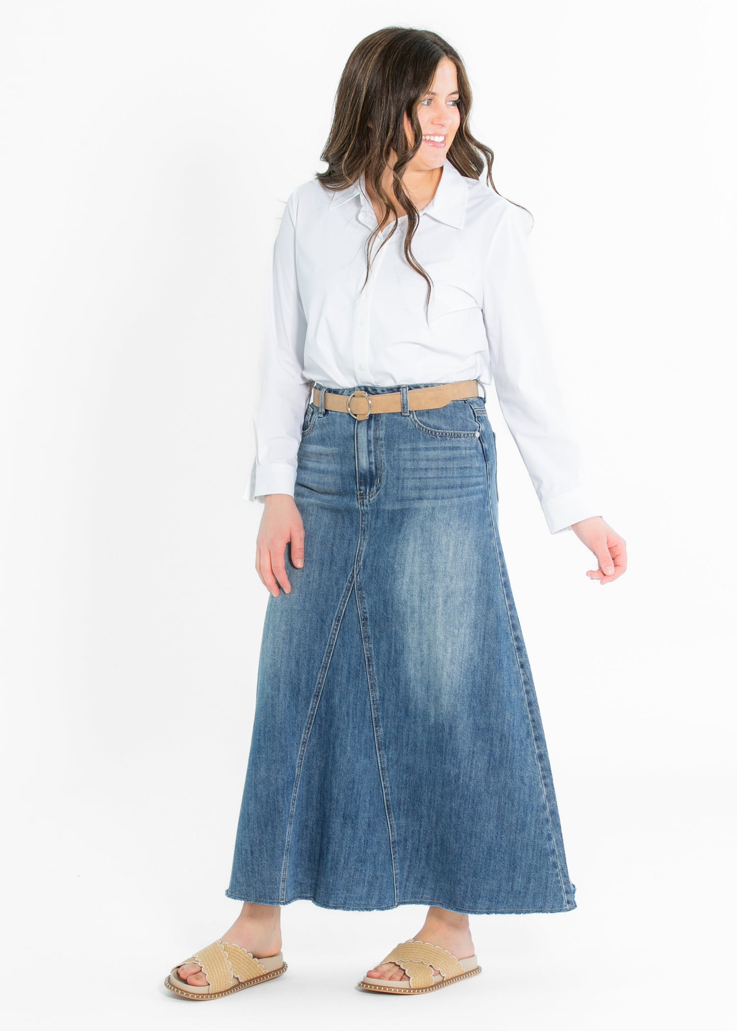 Heartloom® Kiera A-line Denim Maxi Skirt - FINAL SALE