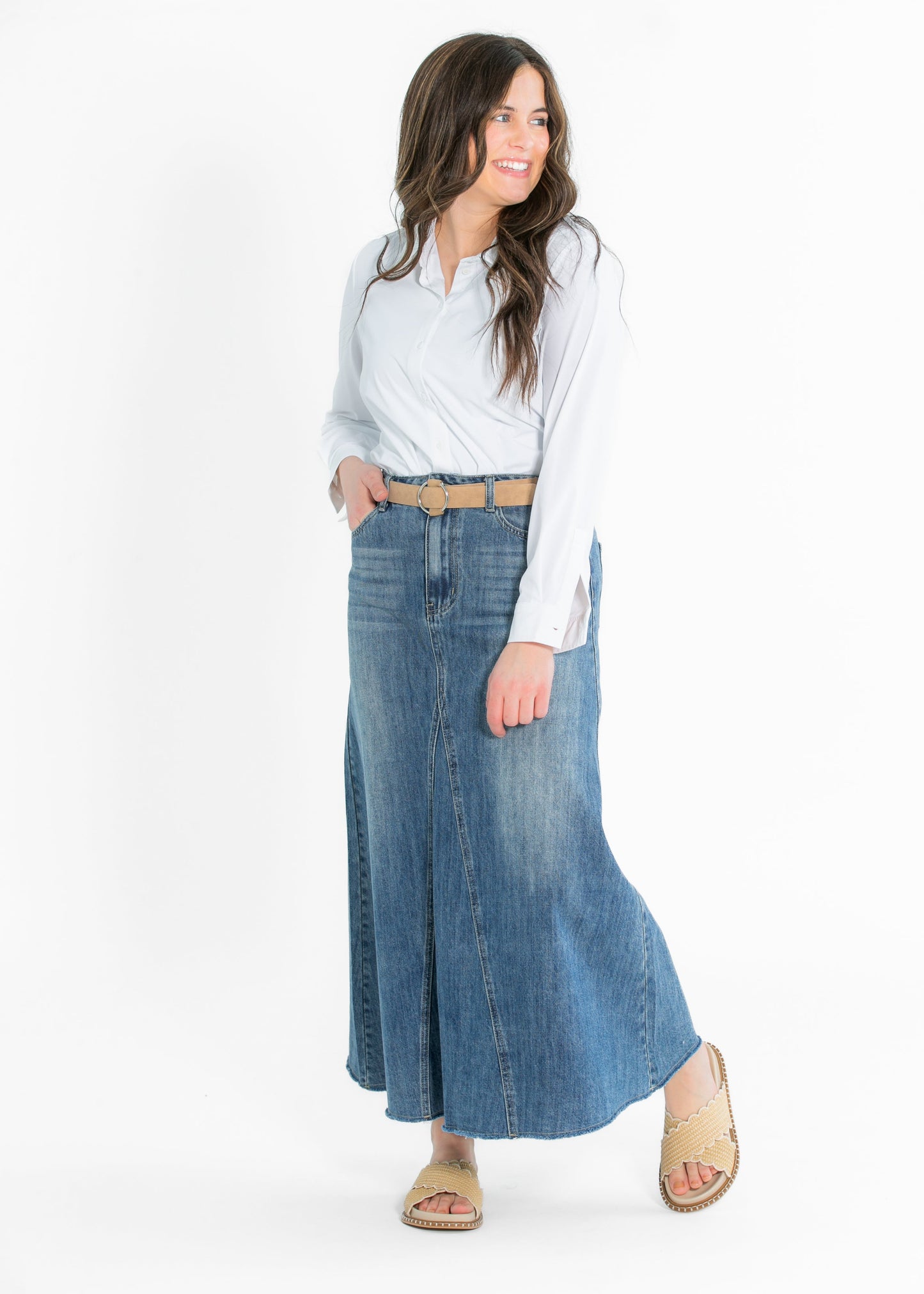 Heartloom® Kiera A-line Denim Maxi Skirt - FINAL SALE