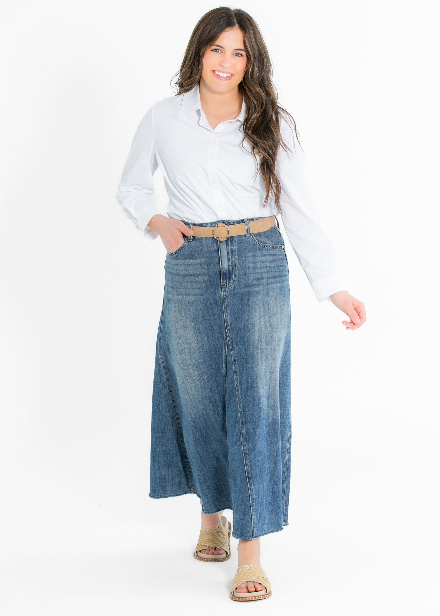Heartloom® Kiera A-line Denim Maxi Skirt - FINAL SALE