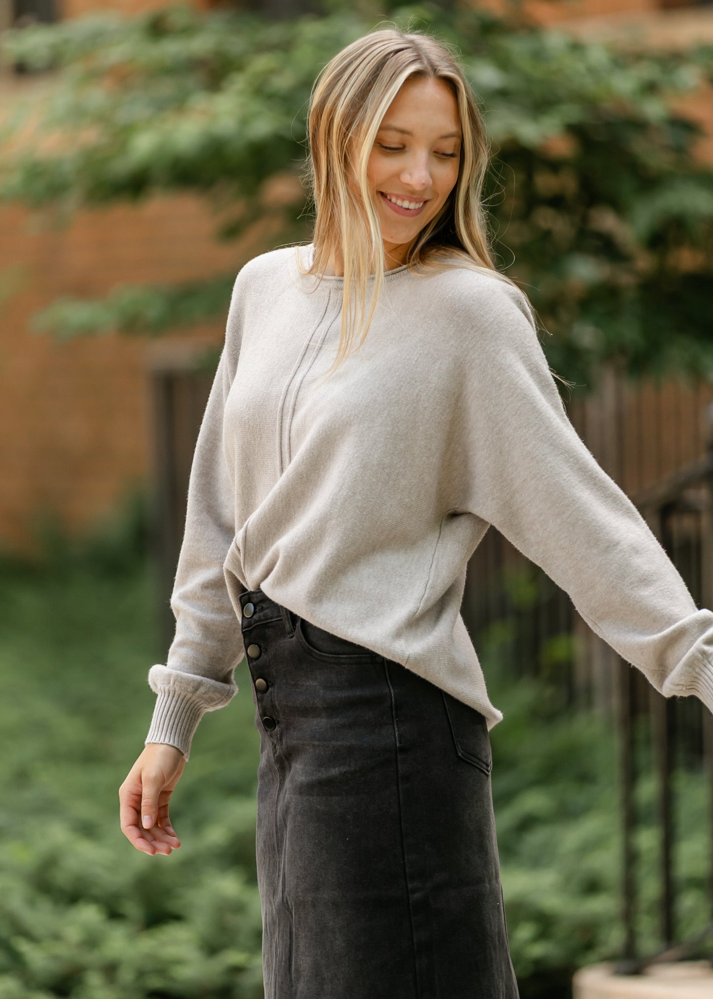 Heather Mocha Raw Seam Sweater