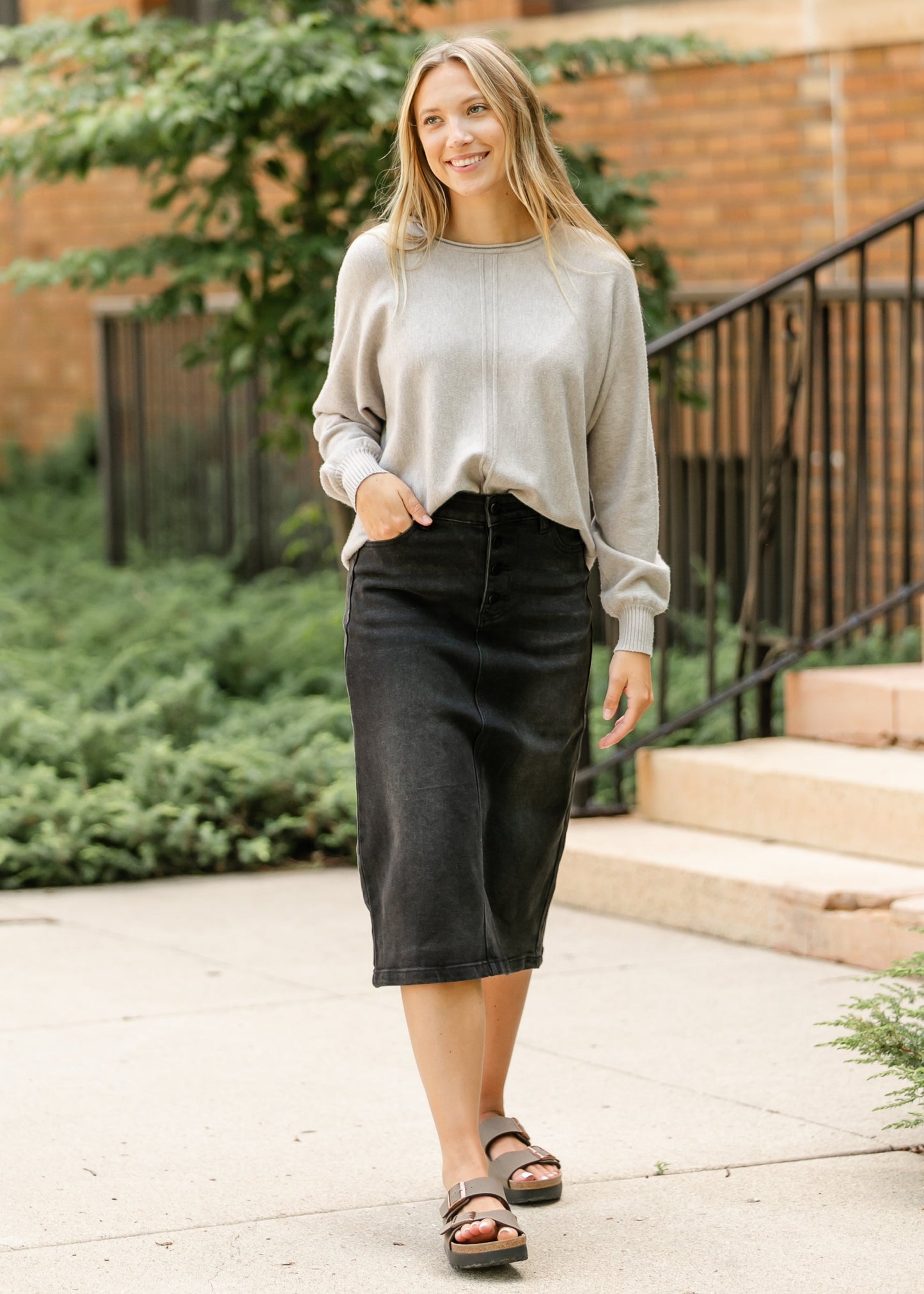 Heather Mocha Raw Seam Sweater