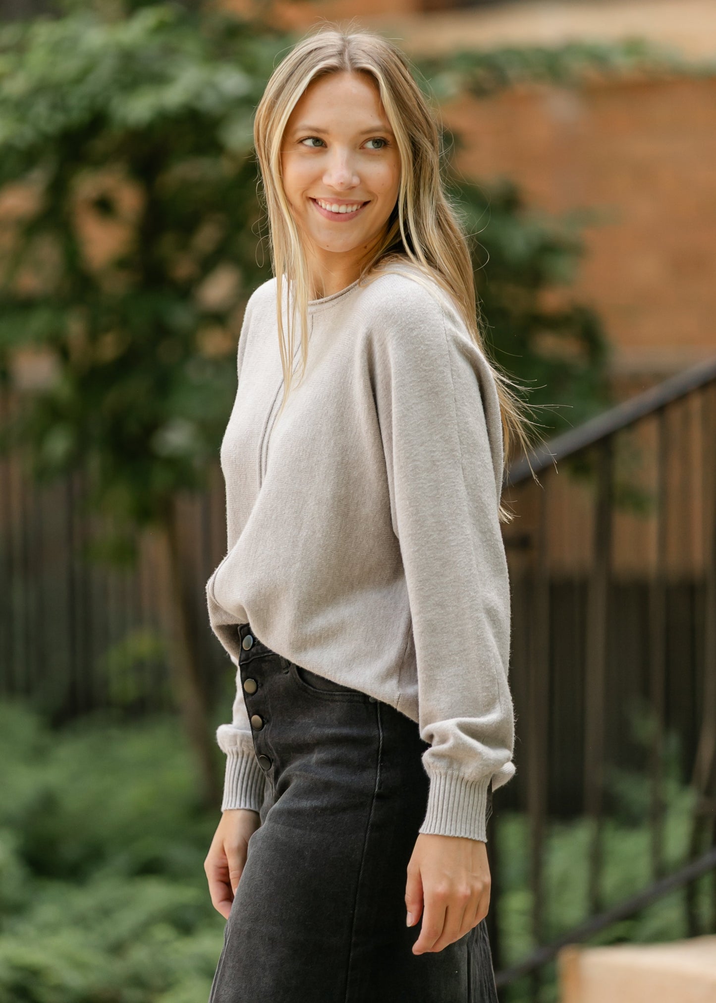 Heather Mocha Raw Seam Sweater