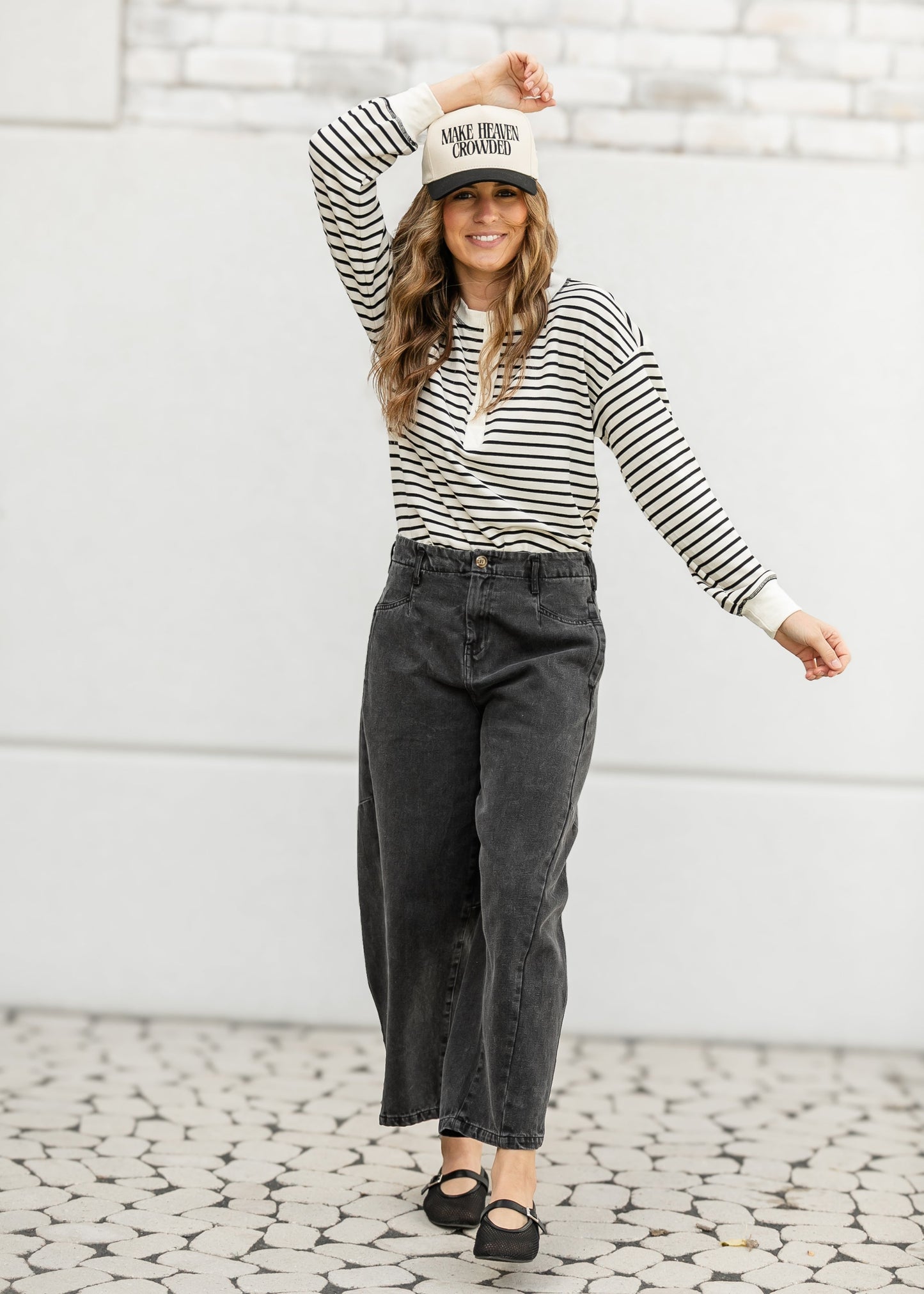 Henley Stripe Snap Knit Top